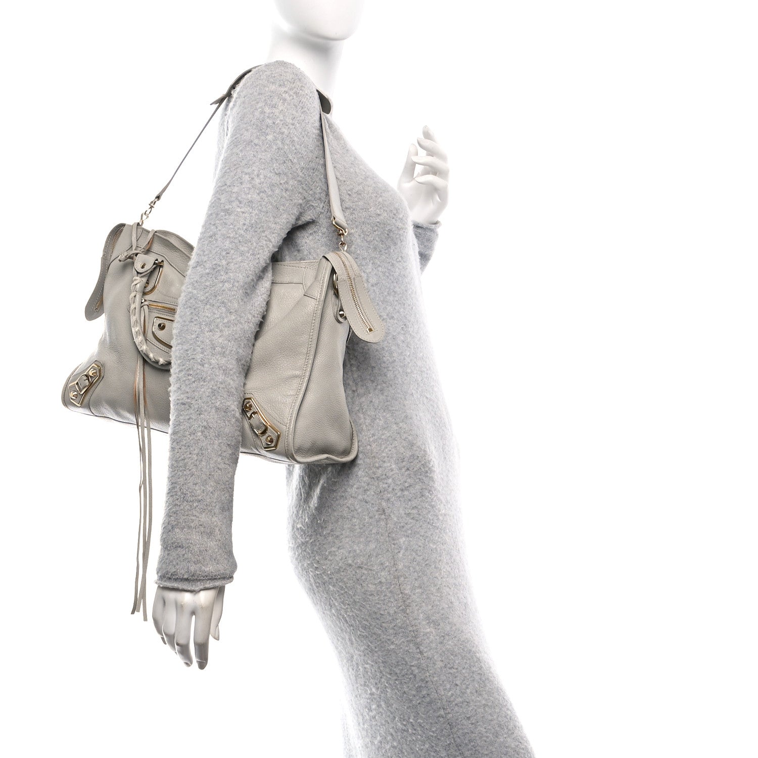 Chevre Gold Metallic Edge Hardware City Gris Glace