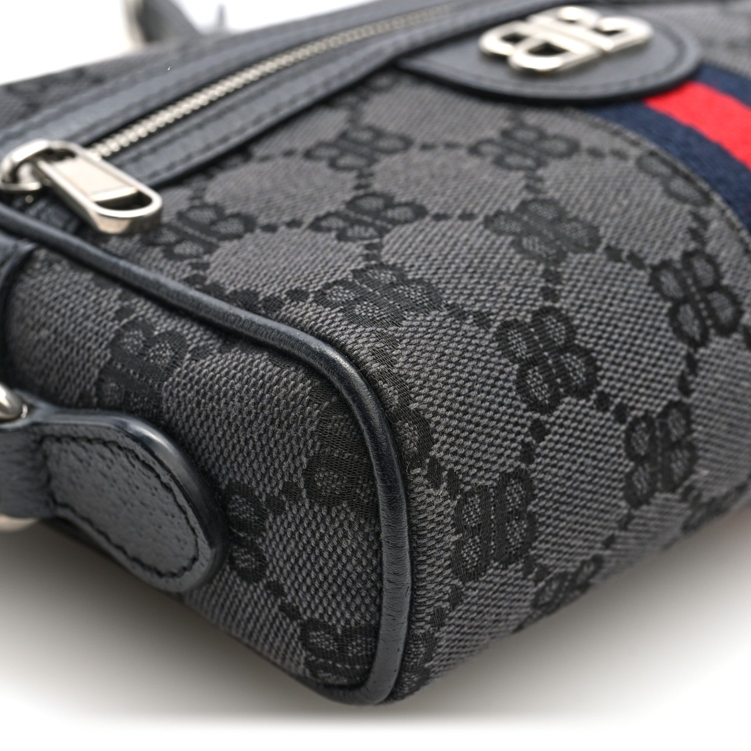 X BALENCIAGA BB Monogram Web Mini Ophidia Shoulder Bag Black