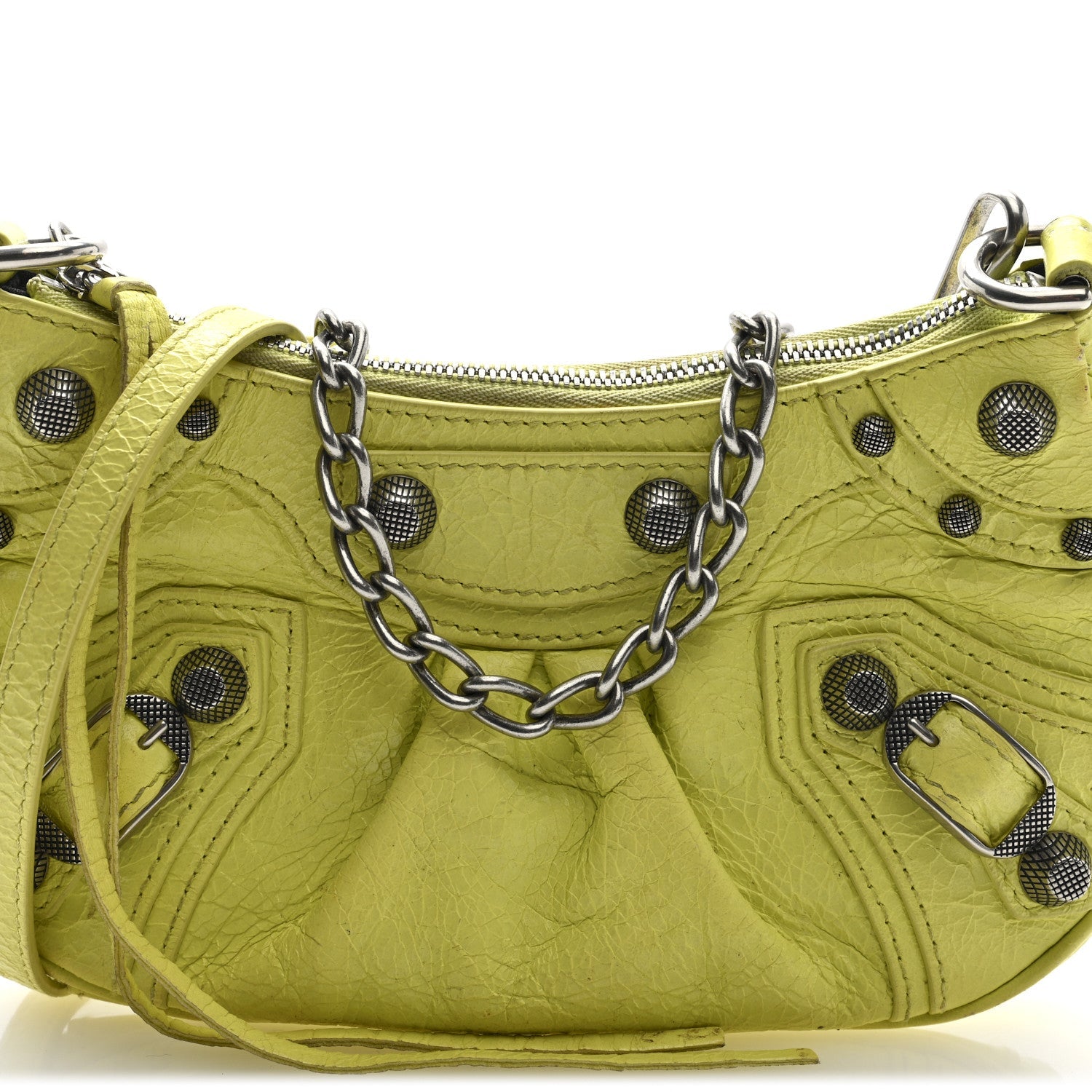 Agneau Arena Le Cagole Mini Purse With Chain Lime