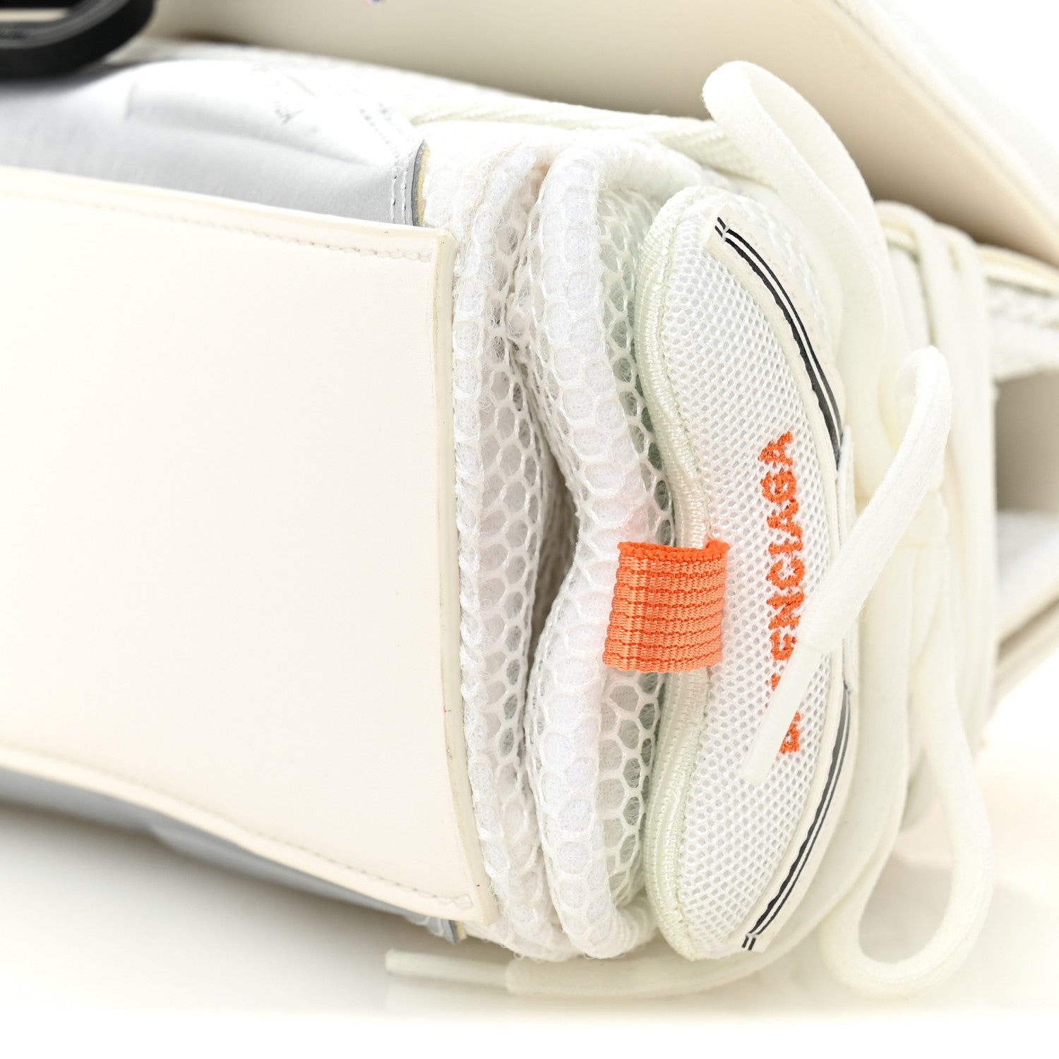 Faux Calfskin Fabric Glow In The Dark Small Sneakerhead Top Handle Bag White Orange