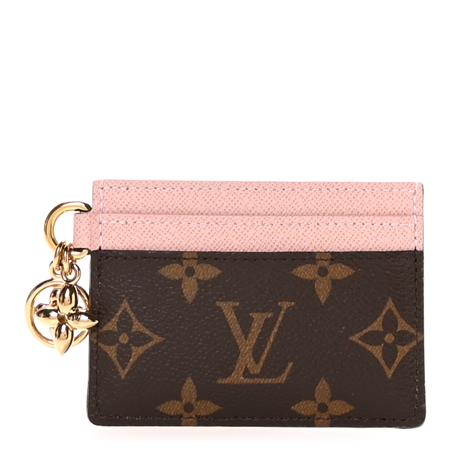 Monogram LV Charms Card Holder Rose Ballerine