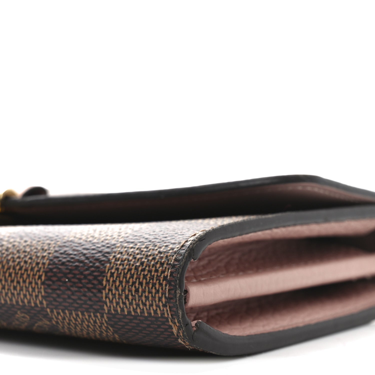 Damier Ebene Croisette Chain Wallet Rose Ballerine