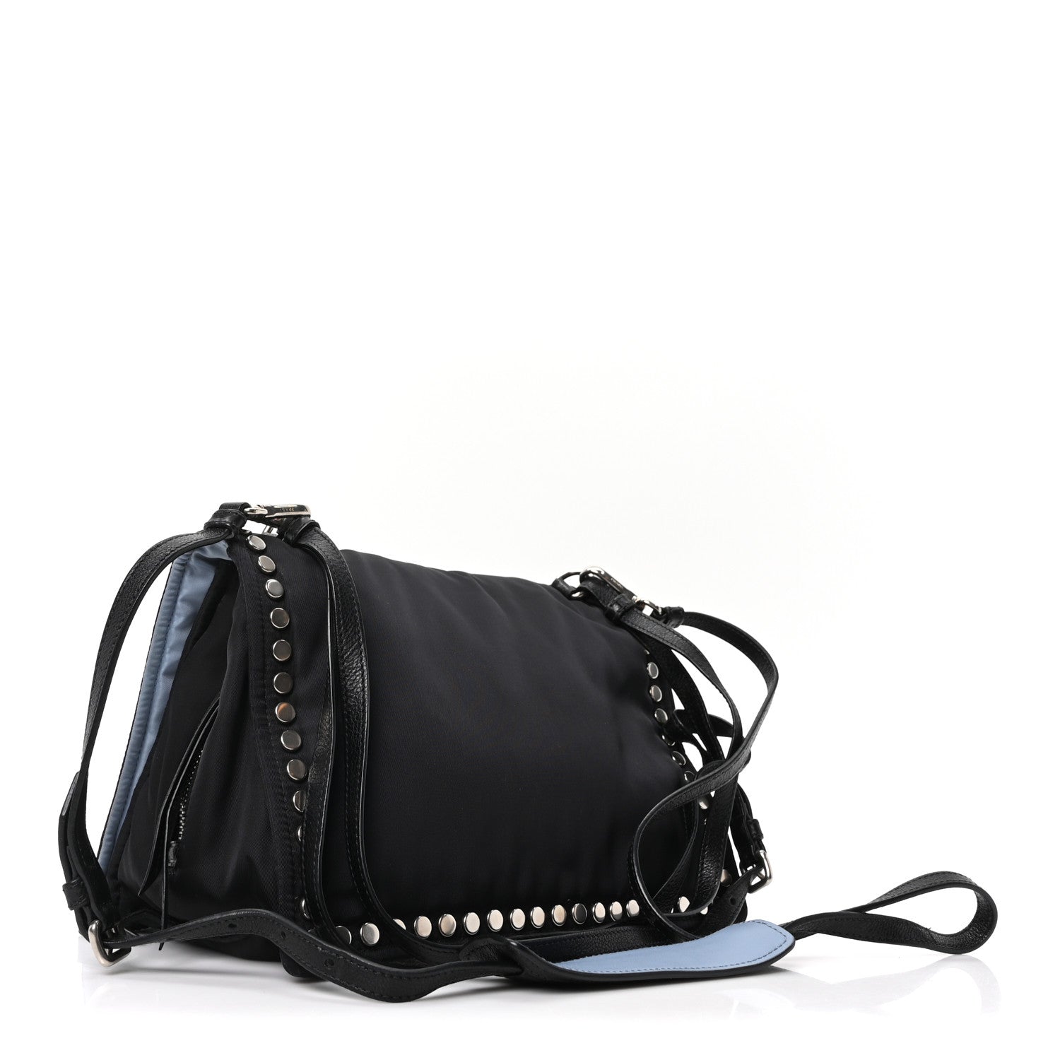 Tessuto Nylon Studded Etiquette Flap Black