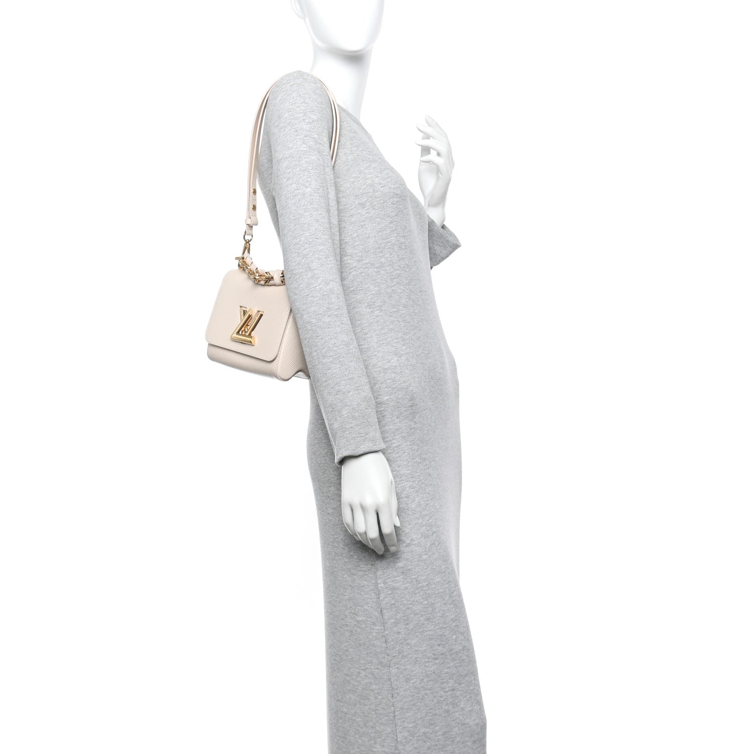 Epi Twist Braided Chain Shoulder Bag PM Quartz White