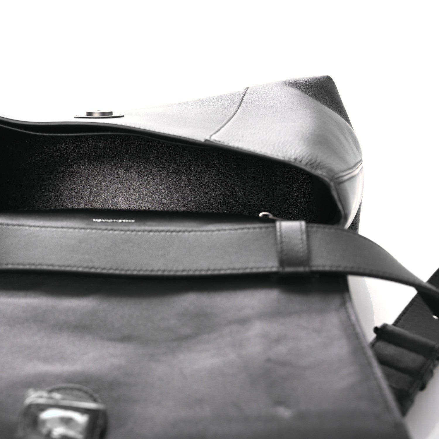 Semi Shiny Smooth Calfskin Monochrome M Downtown Shoulder Bag Black