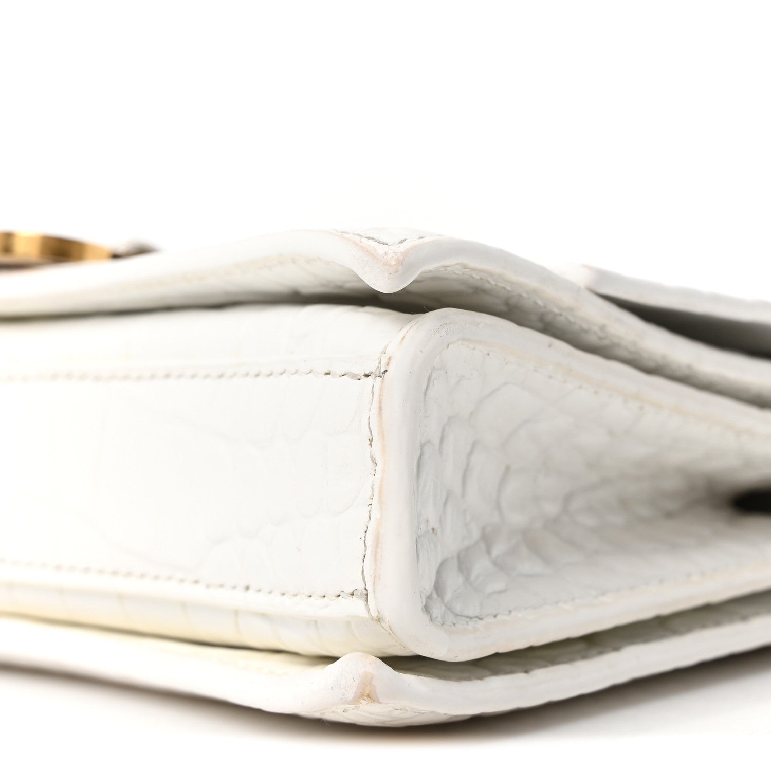 Calfskin Crocodile Small Crush Chain Bag White