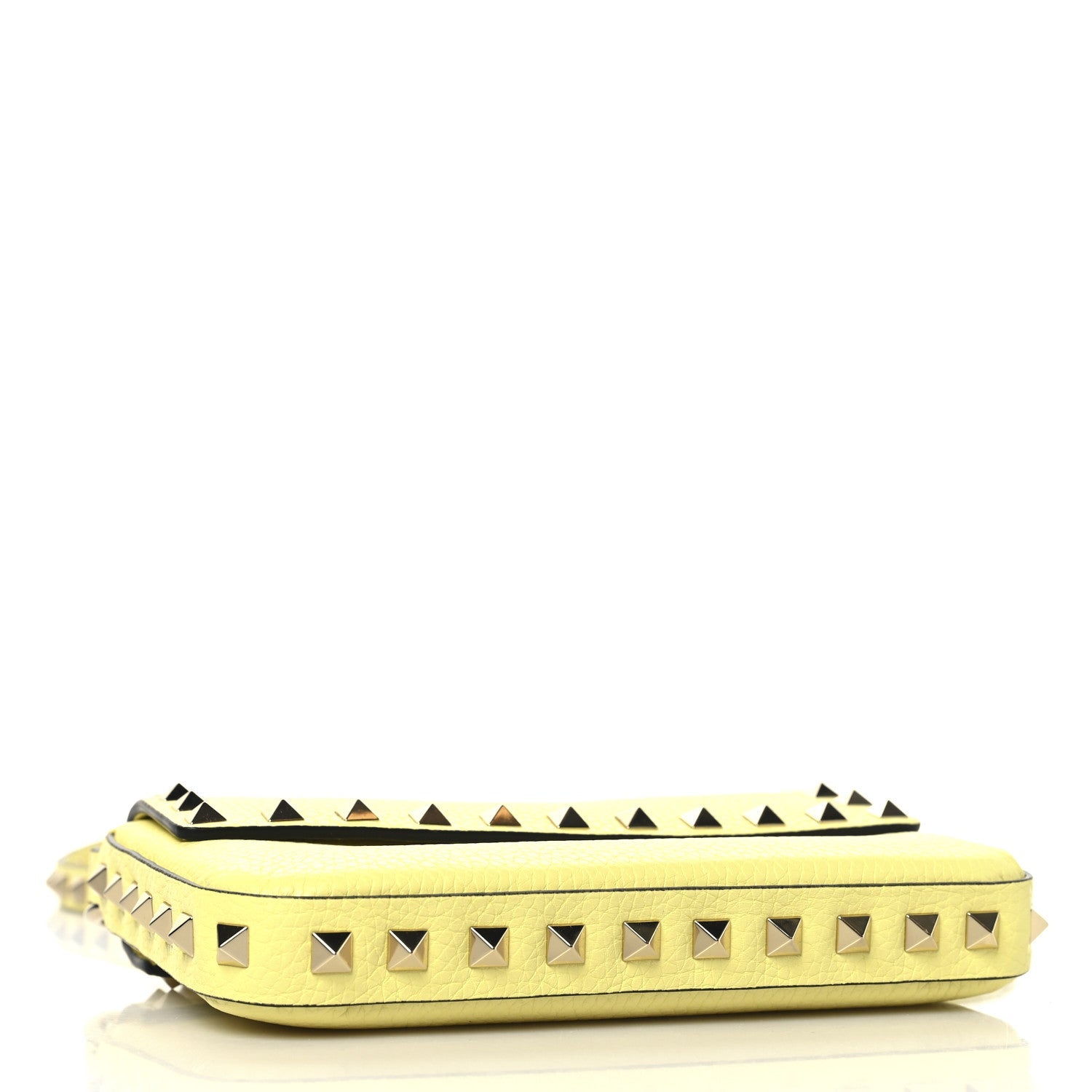 Grainy Calfskin Rockstud Crossbody Pouch Lime Sorbet