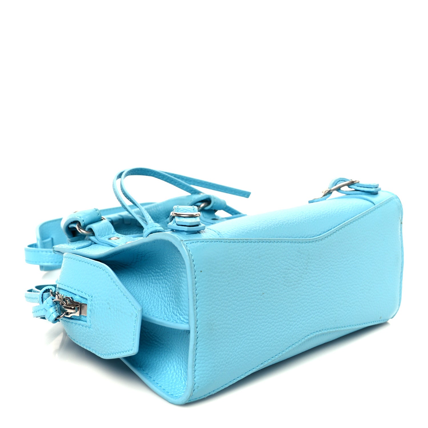 Grained Calfskin Neo Classic Silver Hardware Mini City Azur