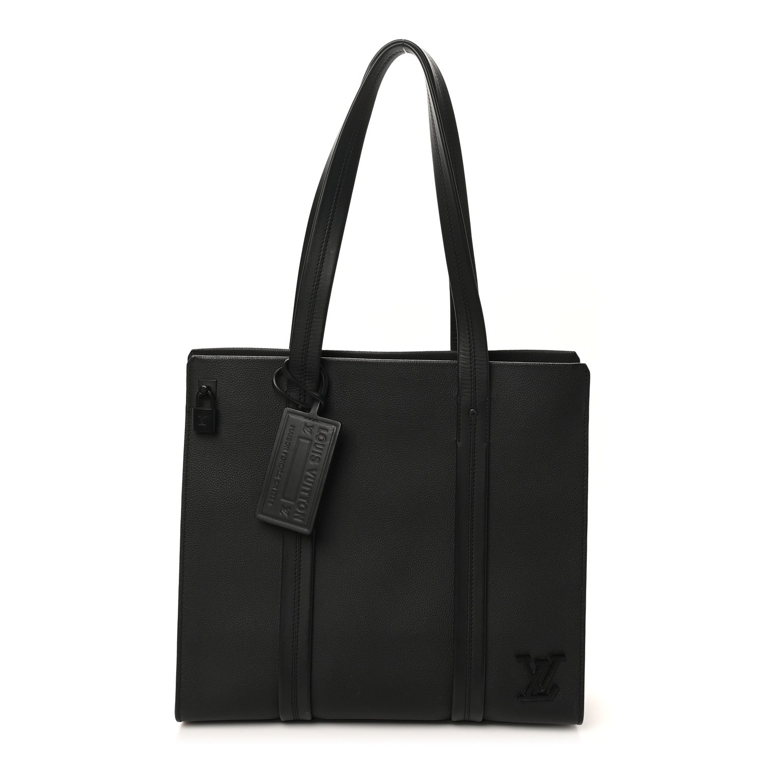 Grained Calfskin LV Aerogram Tote Black