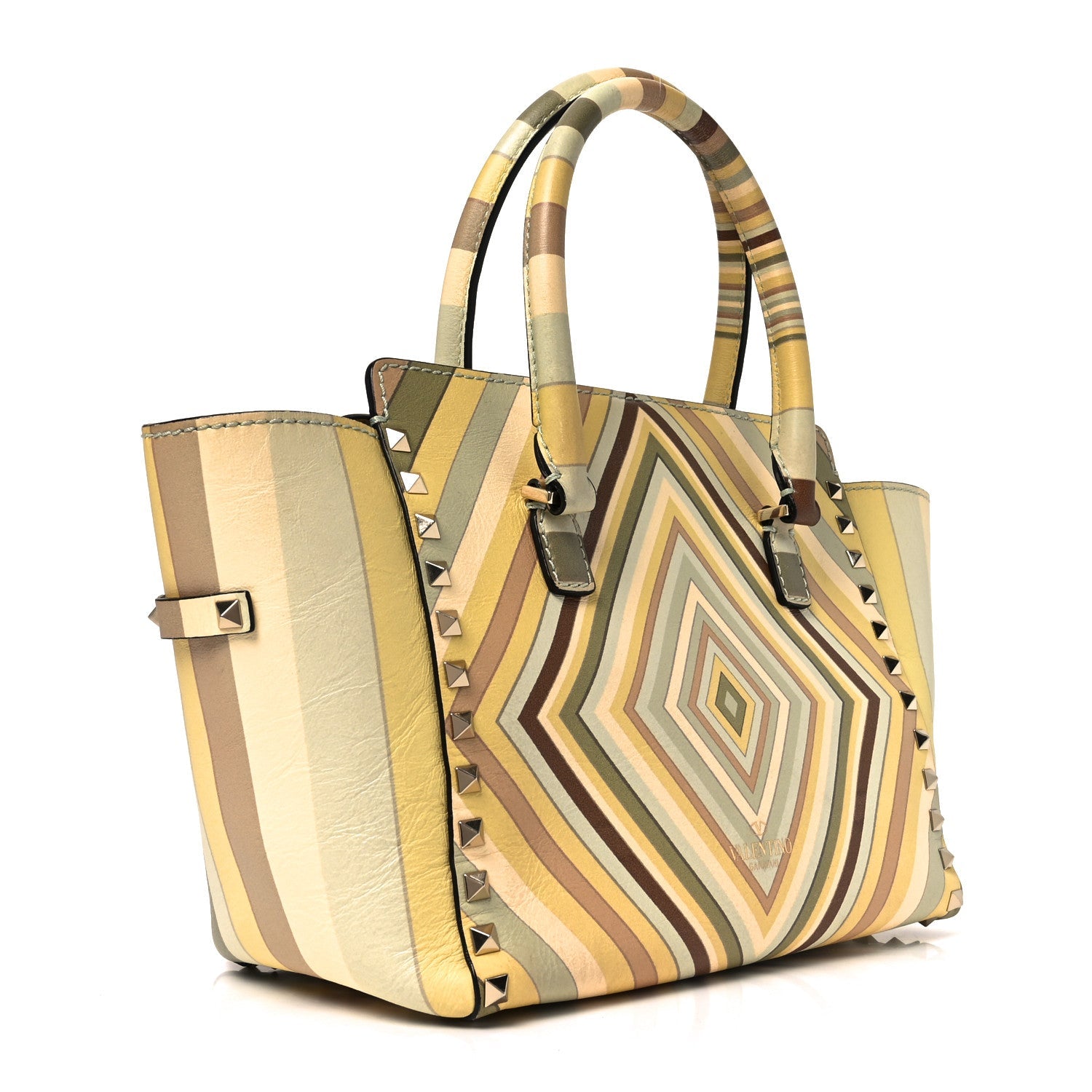 Vitello Native Couture 1975 Small Rockstud Double Handle Tote Multicolor
