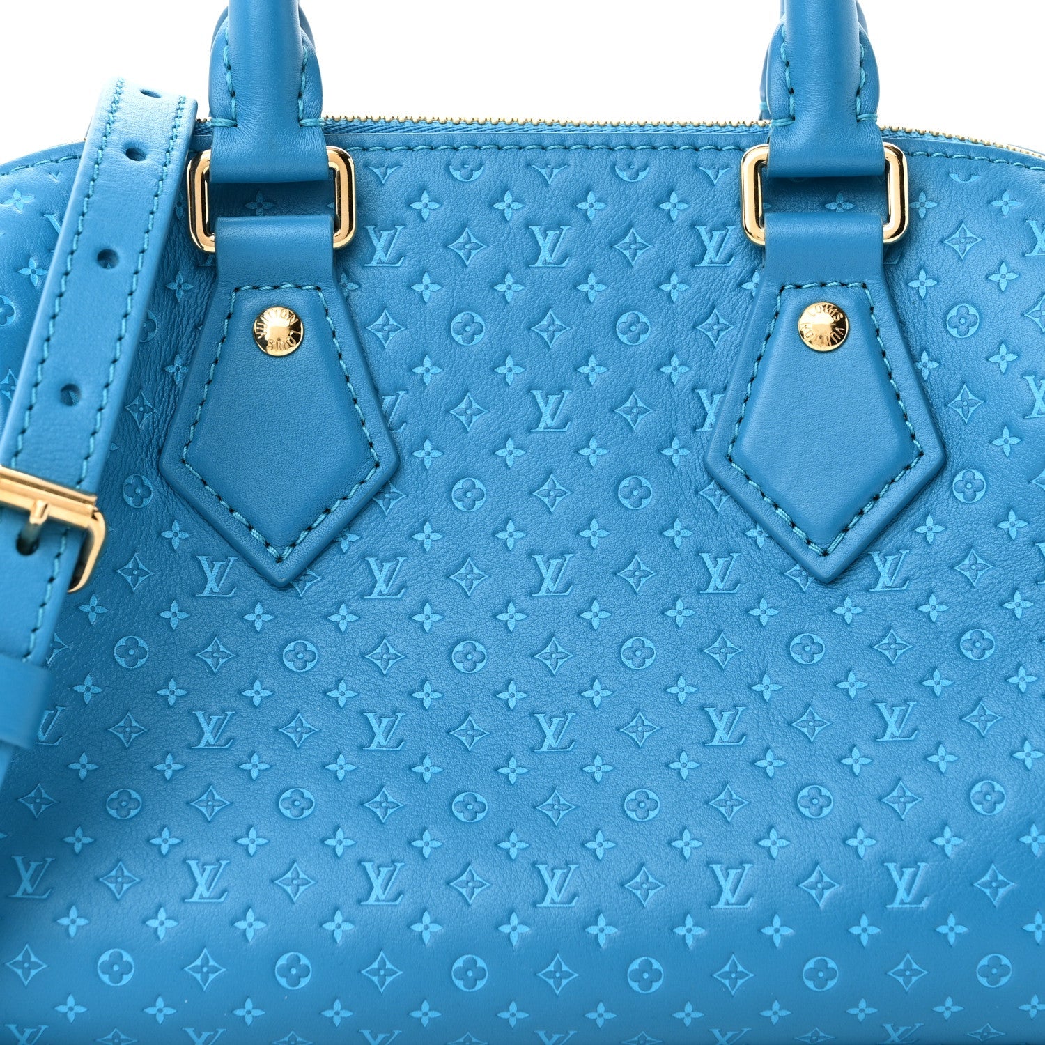 Calfskin Nanogram Embossed Speedy Bandouliere 20 Blue