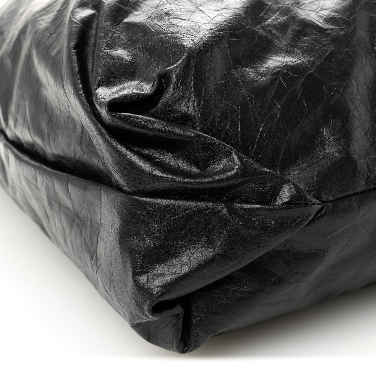 Crushed Calfskin Crush Medium Chain Tote Black