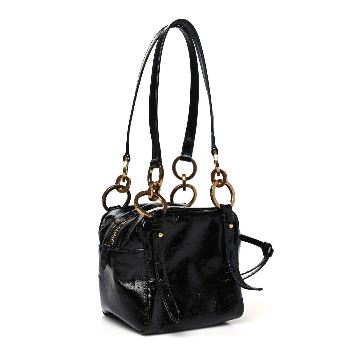Soft Lux Calfskin Mini Dangle Top Handle Bag Black
