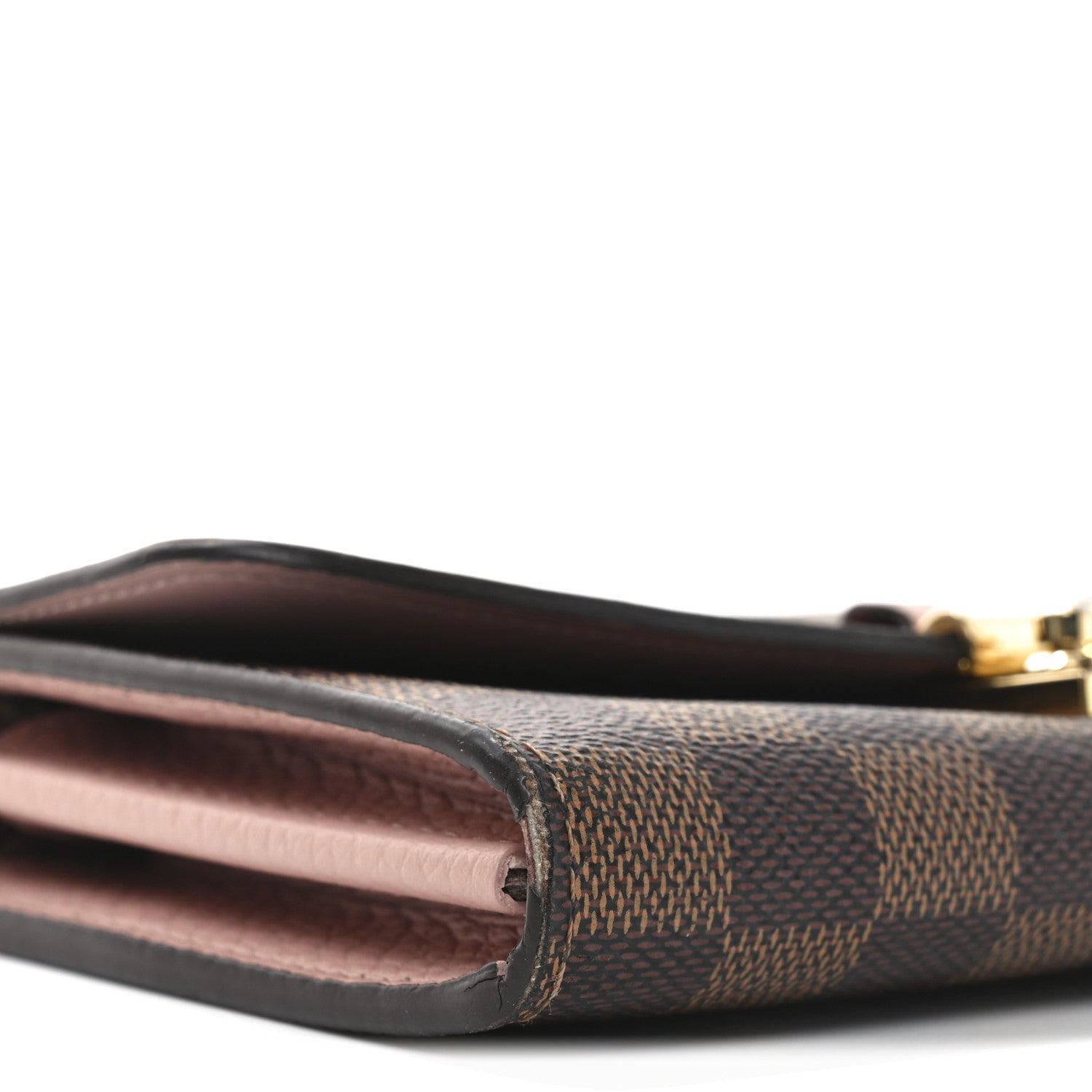 Damier Ebene Croisette Chain Wallet Rose Ballerine