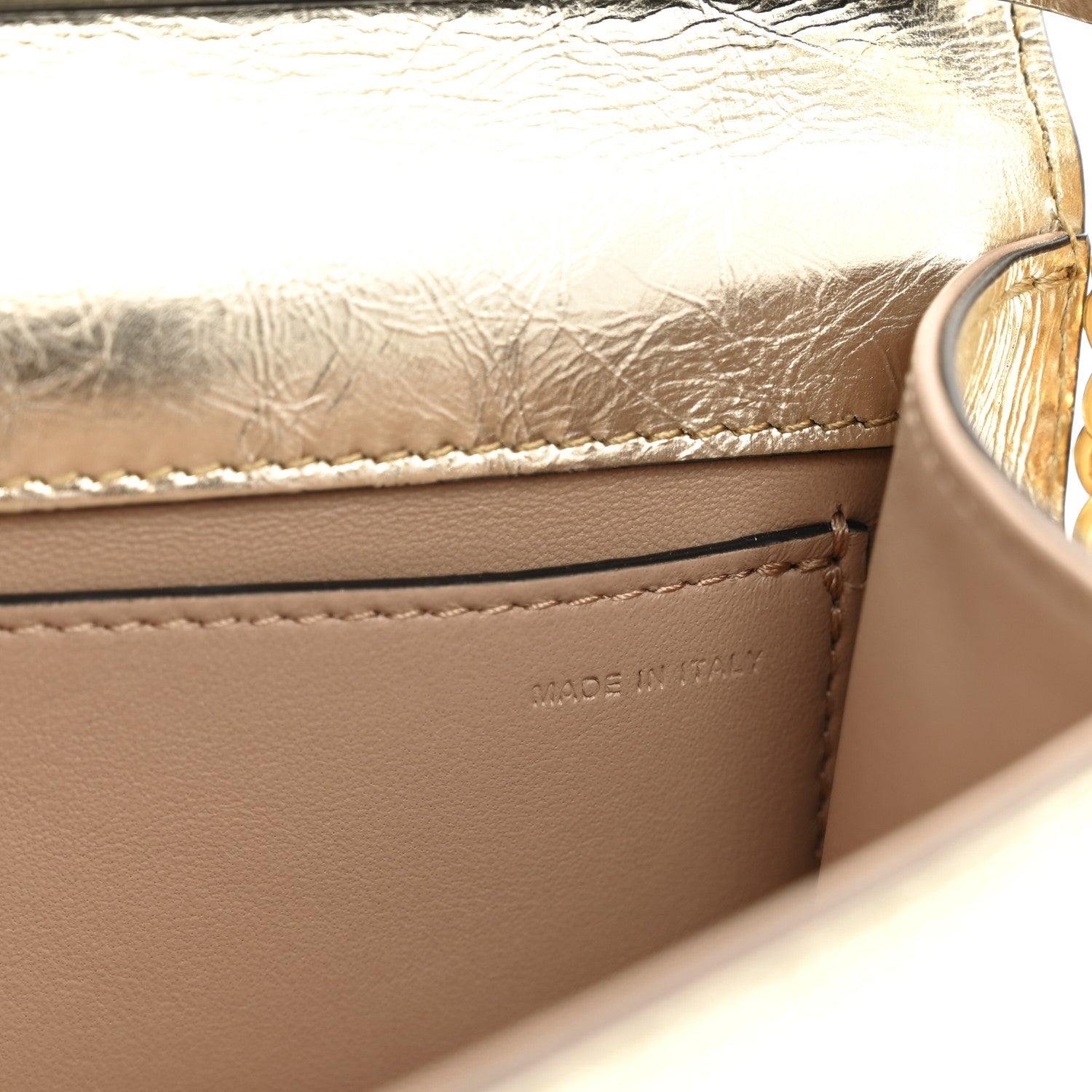 Metallic Crackle Effect Calfskin Vlogo Small Loco Shoulder Bag Platino