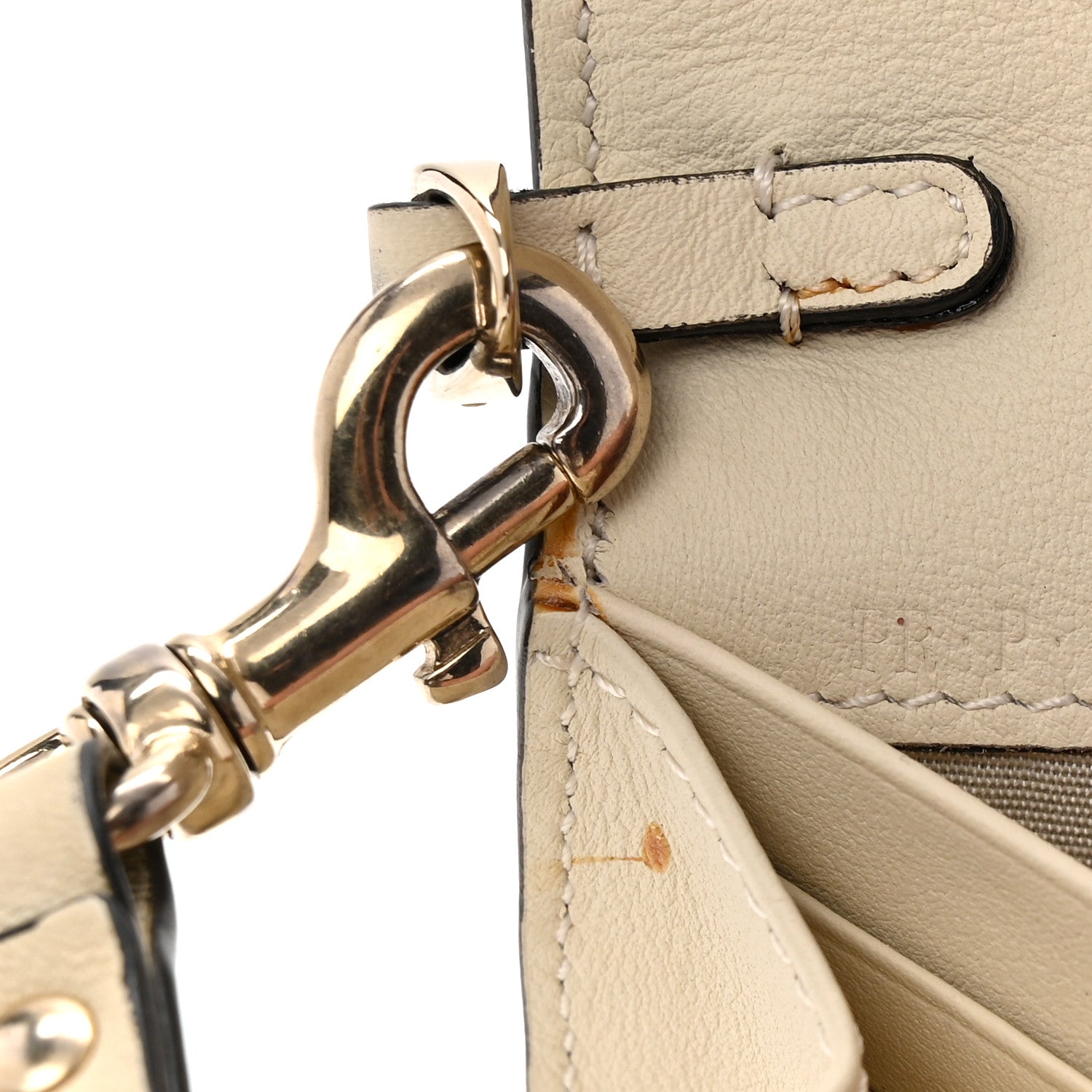 Calfskin Rockstud Wristlet Travel Wallet Light Ivory
