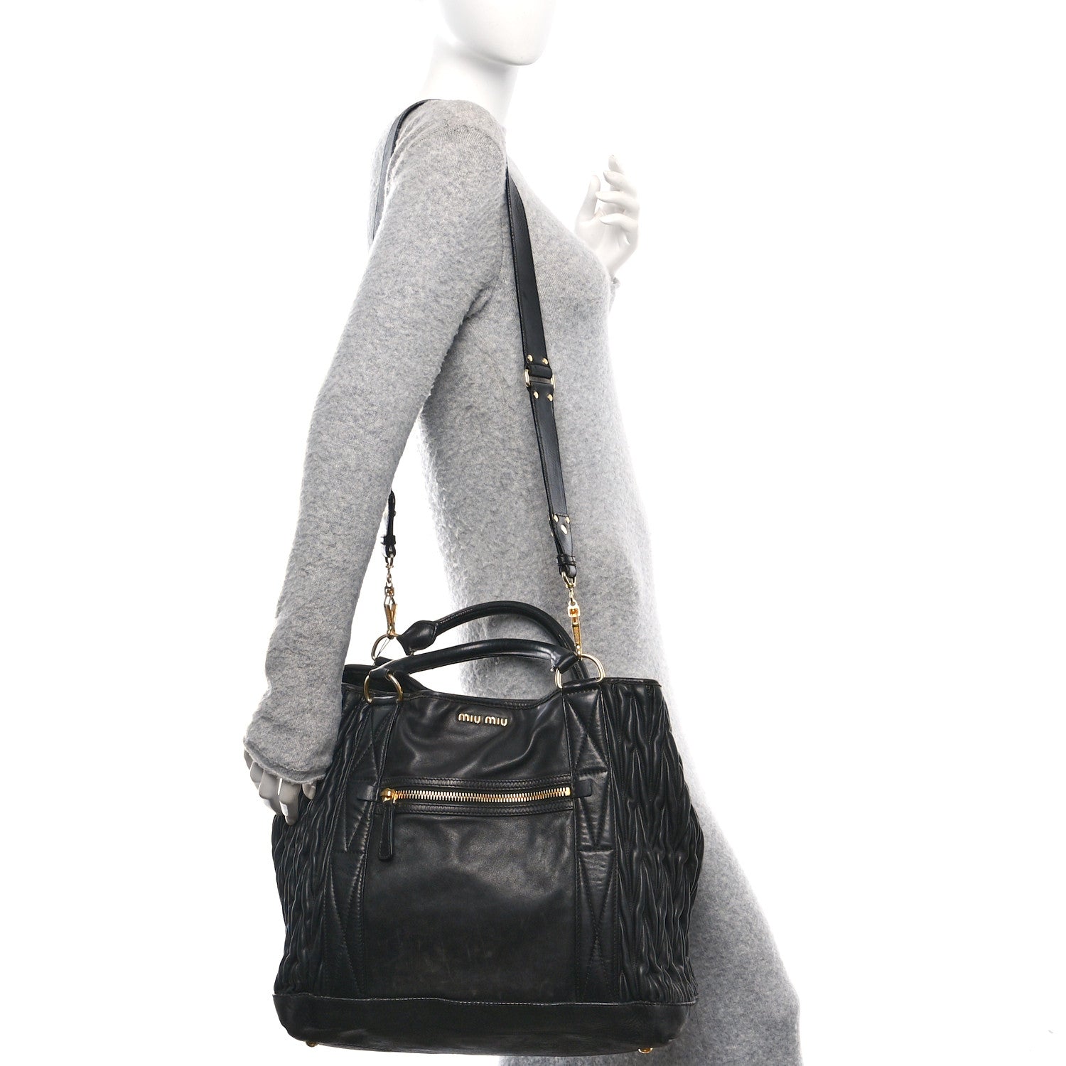 Nappa Matelasse Top Handle Black