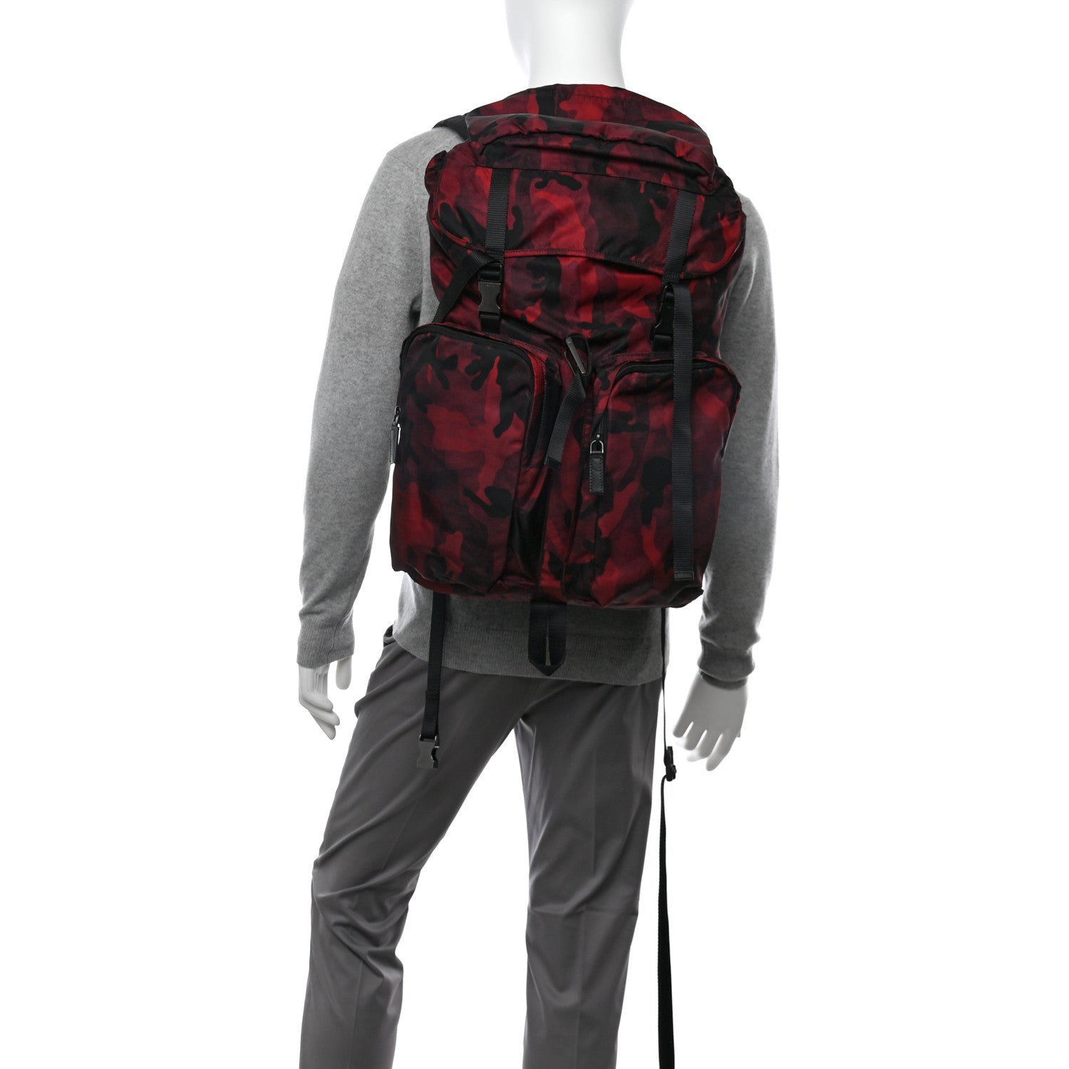 Tessuto Nylon Camouflage Print Drawstring Backpack Bordeaux