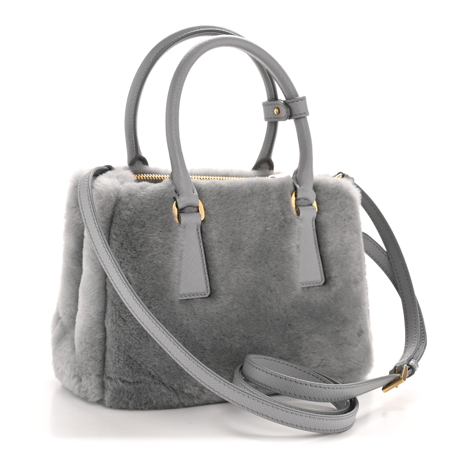 Shearling Mini Galleria Double Zip Tote Fiordaliso