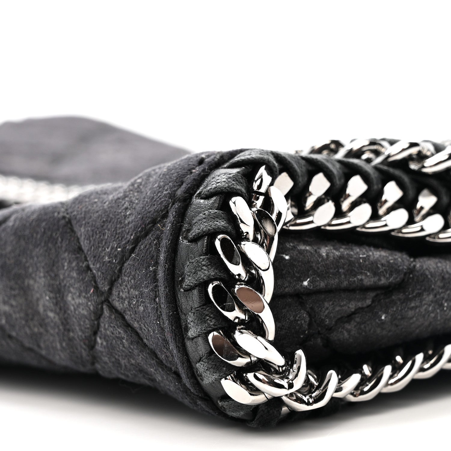 Shaggy Deer Quilted Falabella Fold Over Clutch Black