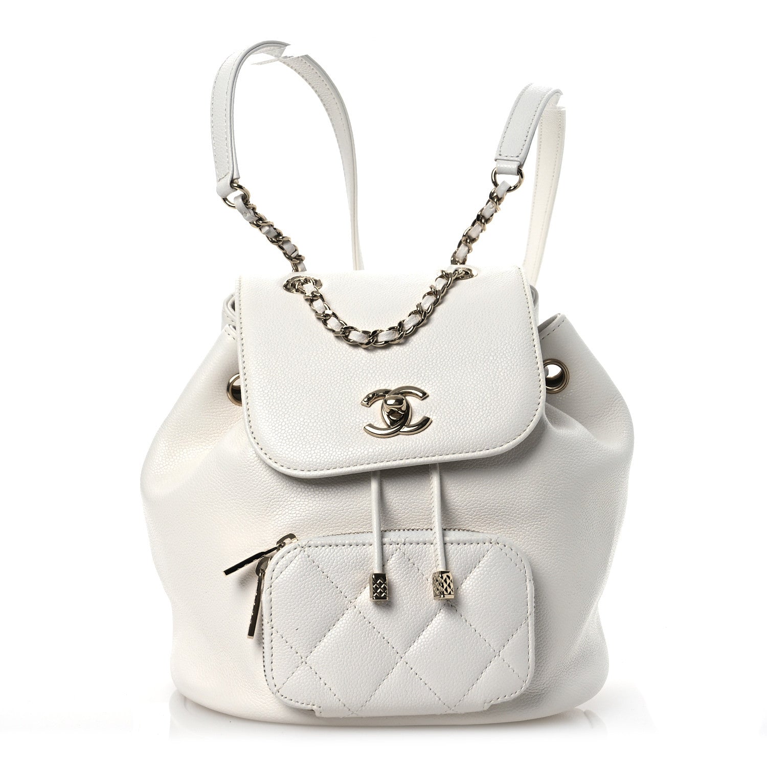Caviar Quilted Mini Business Affinity Backpack White