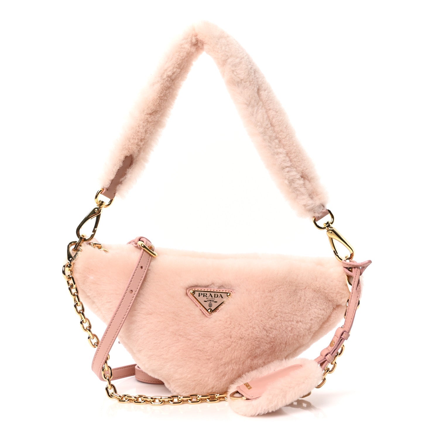 Montone Shearling Mini Triangle Bag Orchidea
