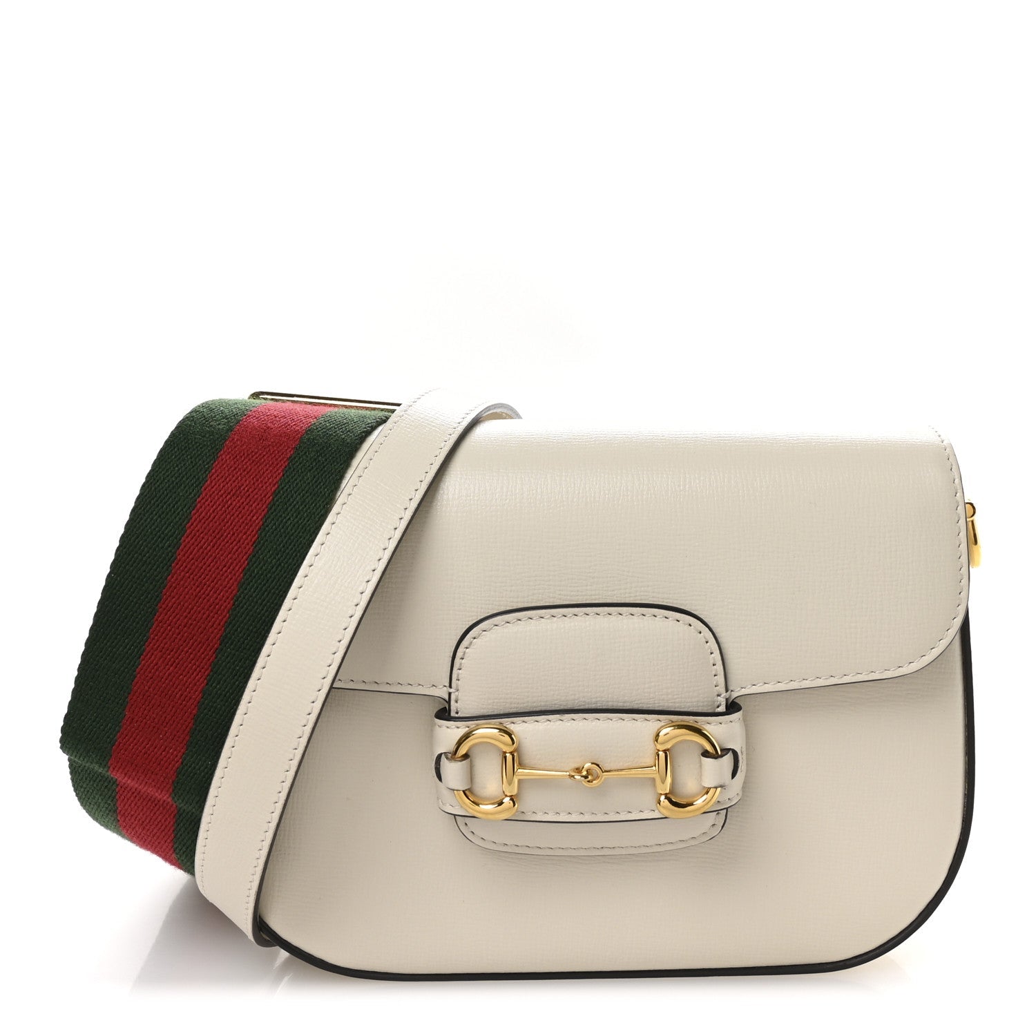 Azalea Calfskin Web Mini Horsebit 1955 Shoulder Bag Mystic White