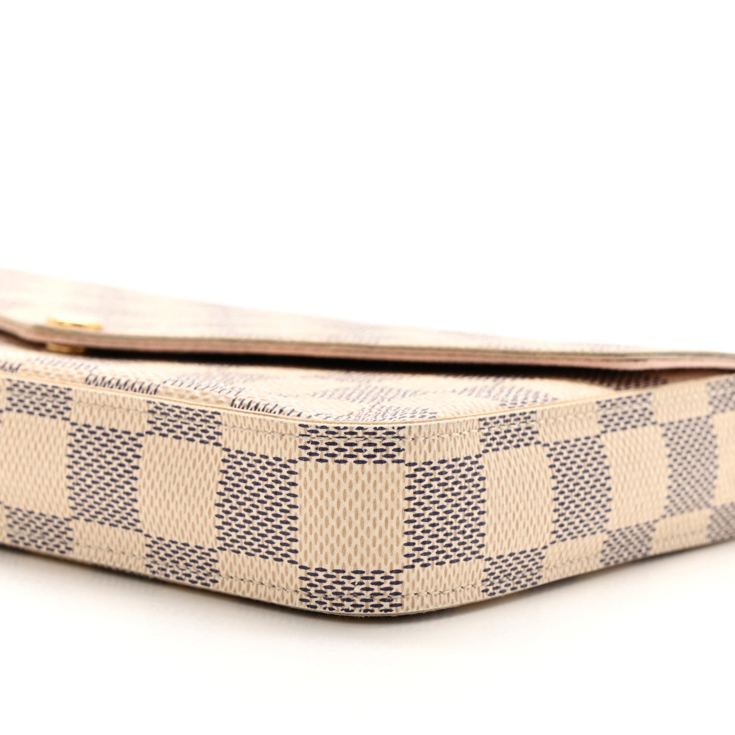 Damier Azur Pochette Felicie Chain Wallet Rose Ballerine