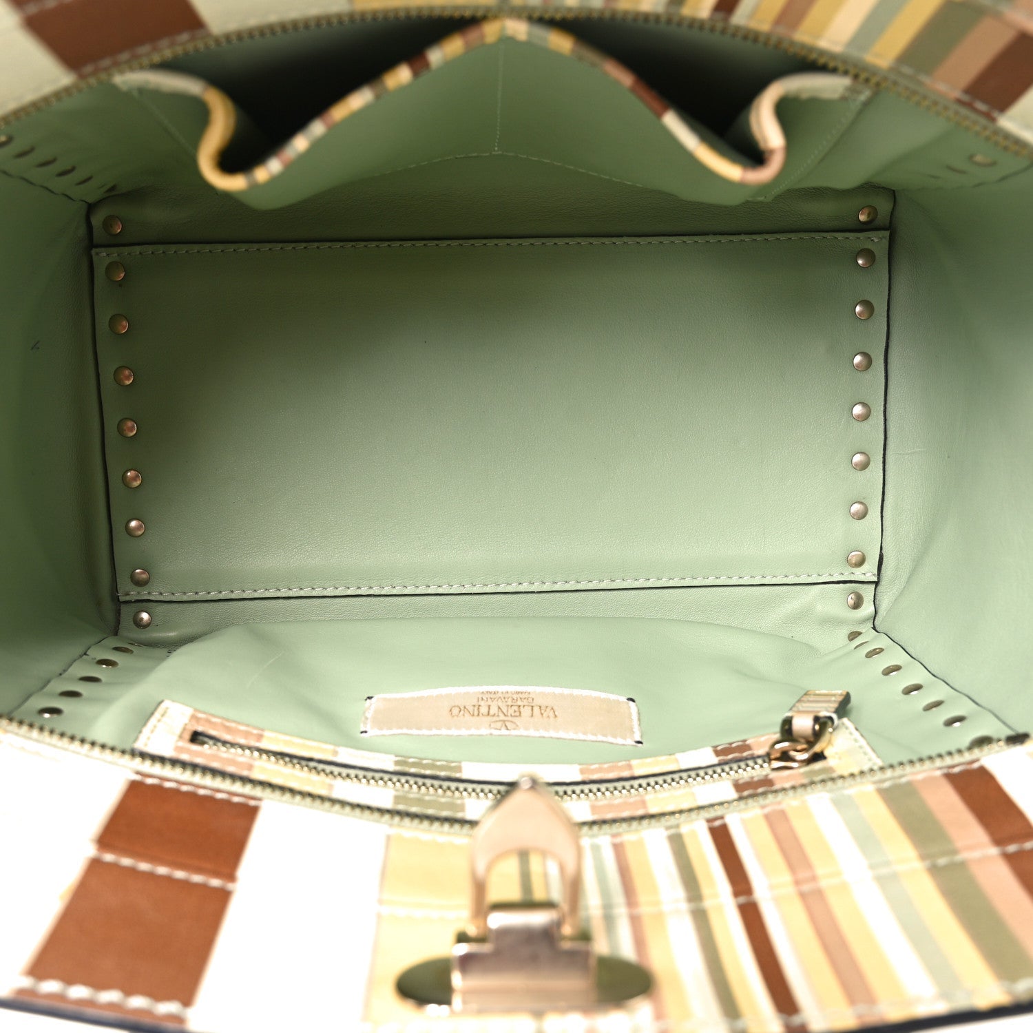 Vitello Native Couture 1975 Small Rockstud Double Handle Tote Multicolor