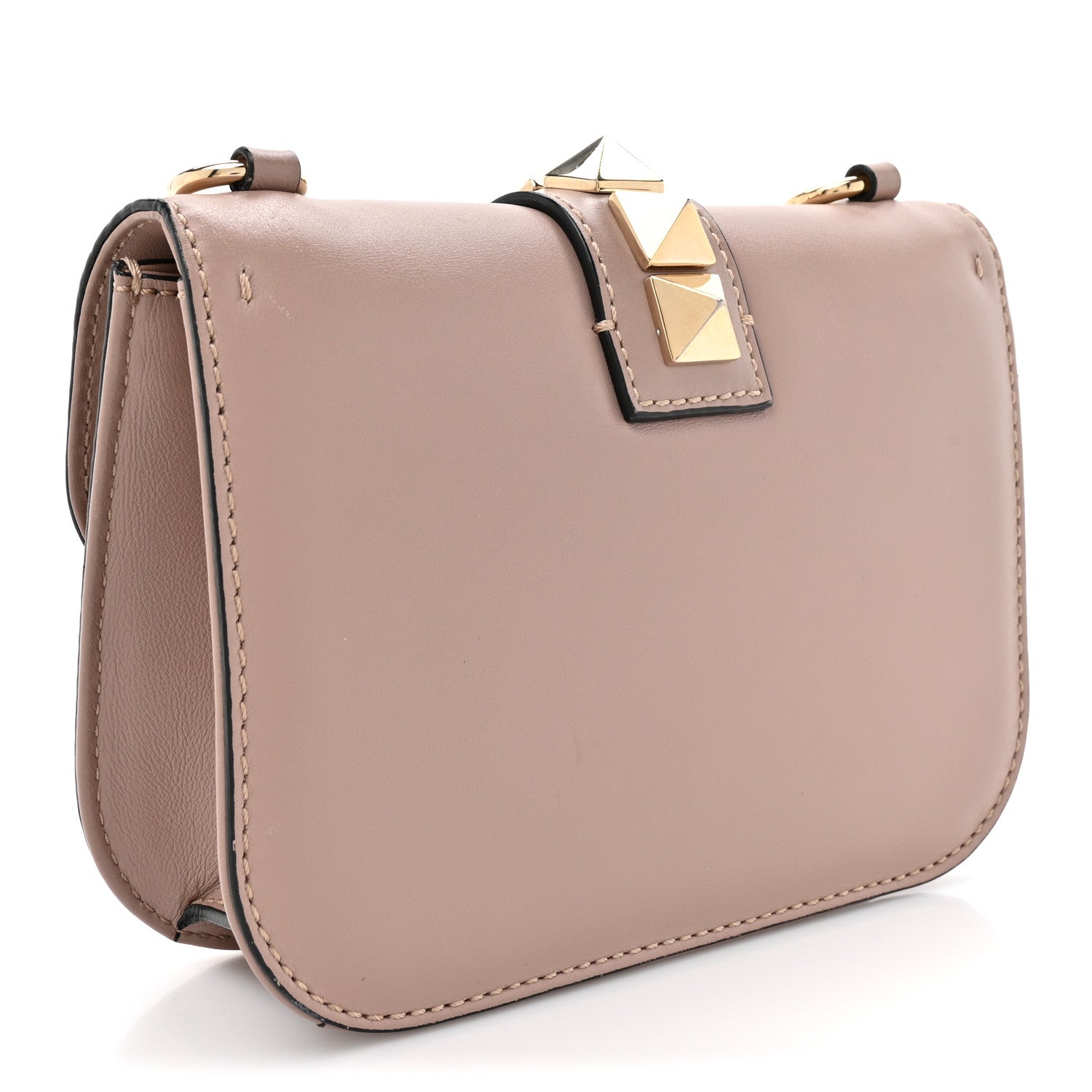 Vitello Small Glam Lock Rockstud Flap Poudre