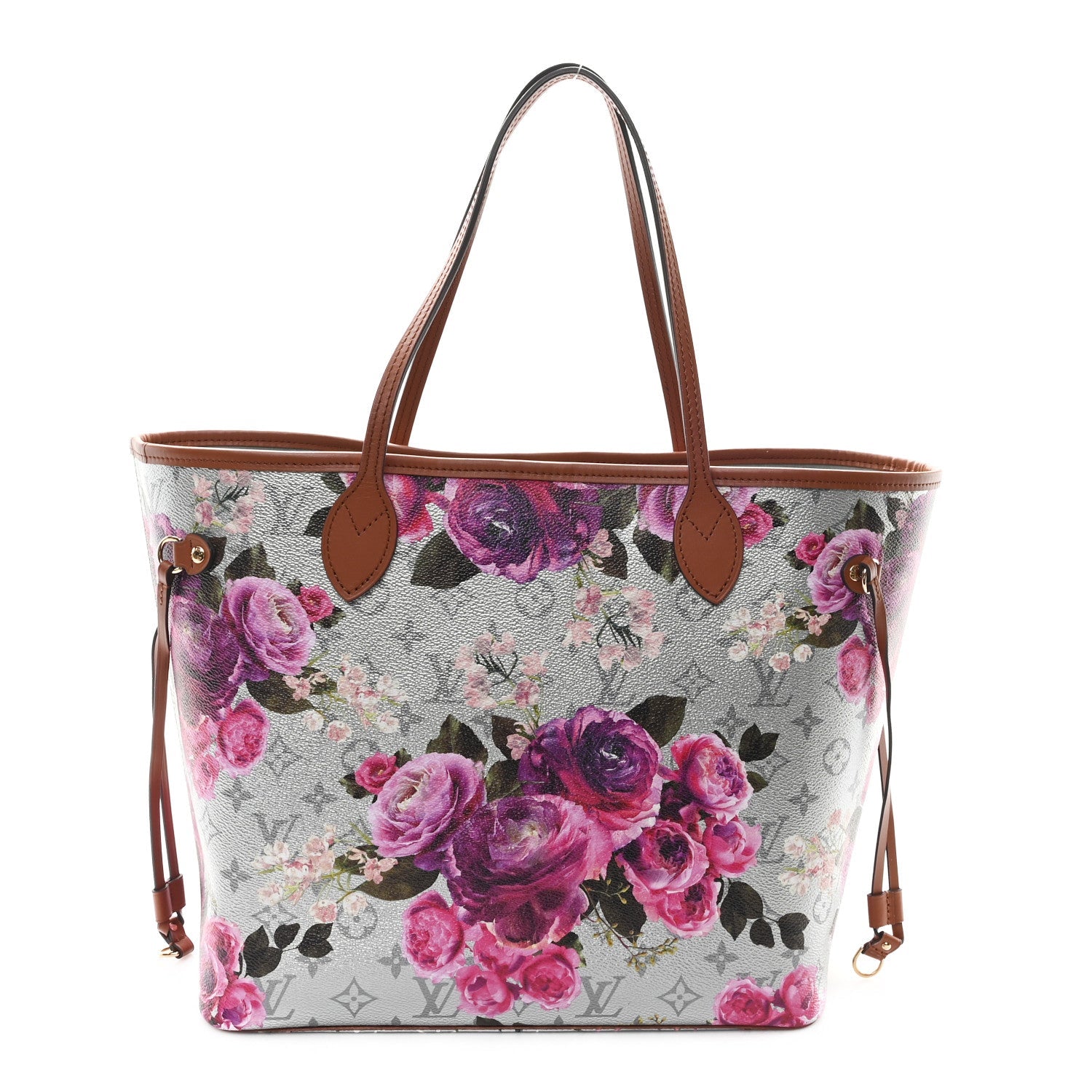 Metallic Monogram LV Garden Neverfull MM Silver