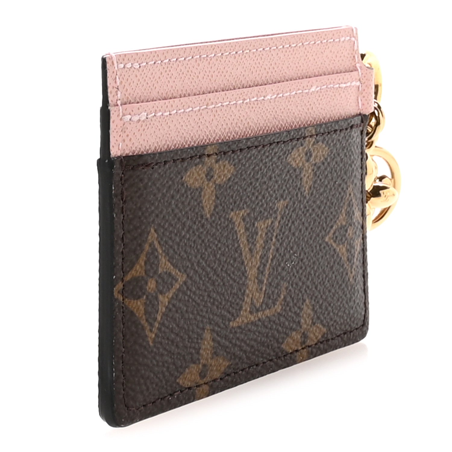 Monogram LV Charms Card Holder Rose Ballerine