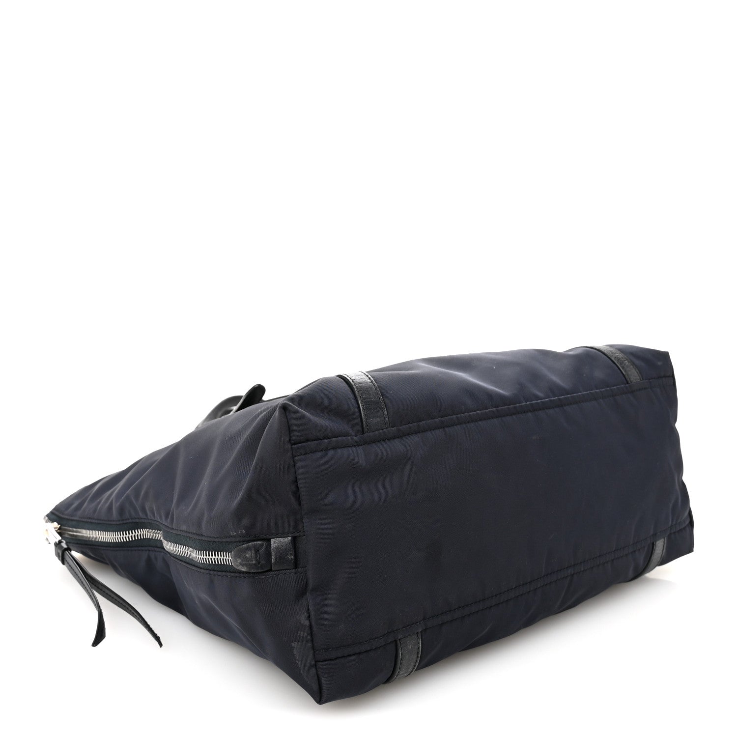 Tessuto Nylon Soft Calfskin Side Zip Tote Bag Bleu