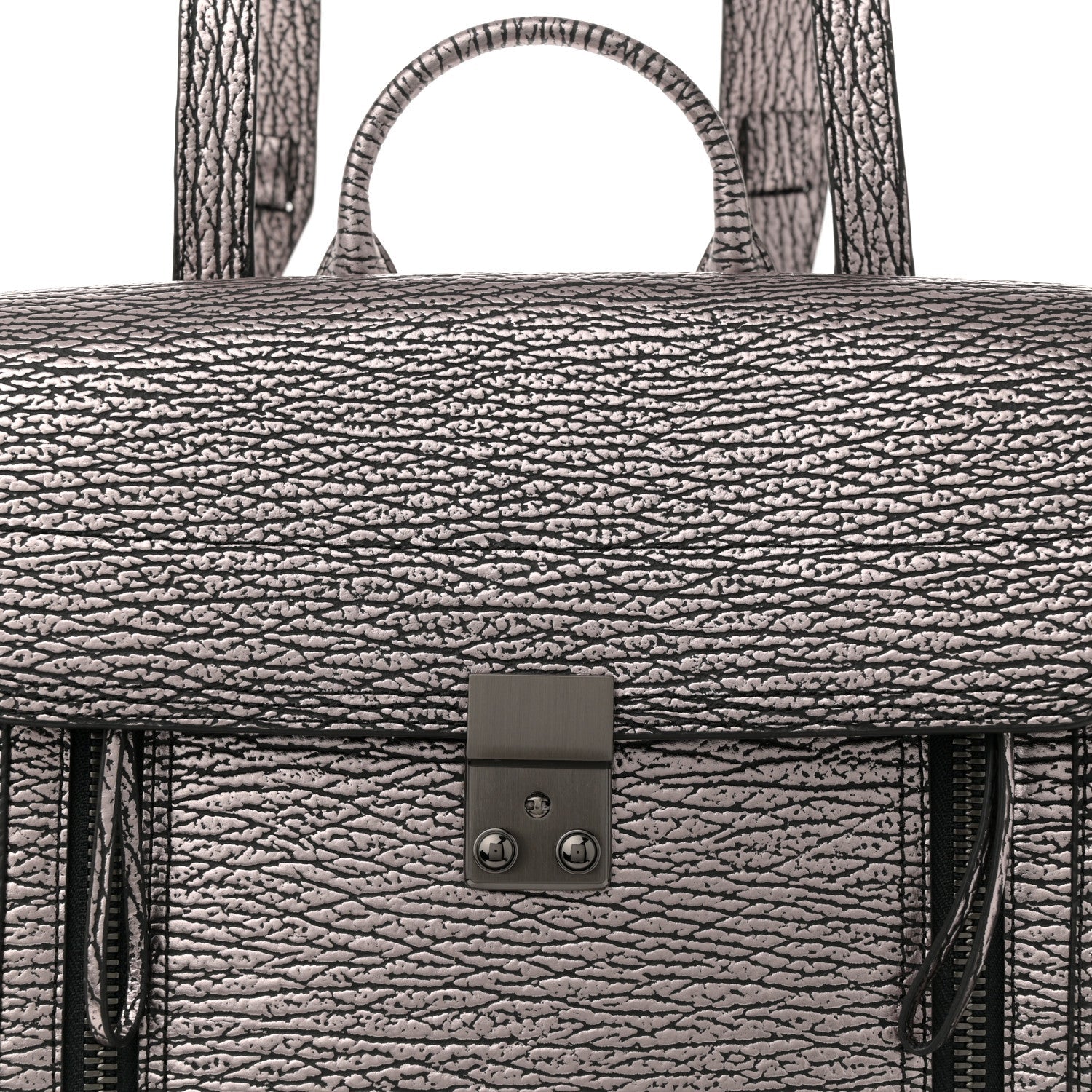 Metallic Textured Calfskin Pashli Backpack Black Mauve