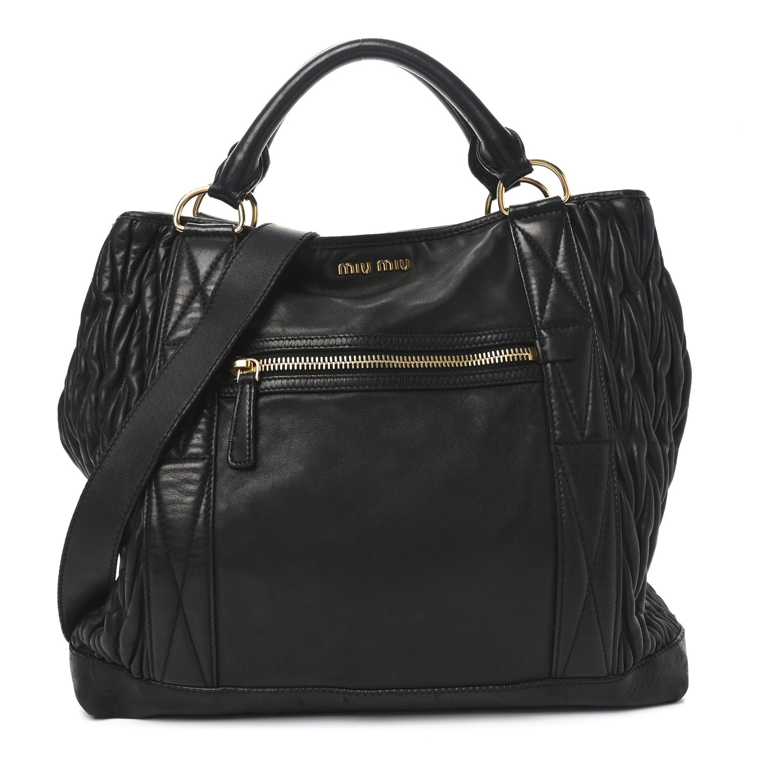 Nappa Matelasse Top Handle Black