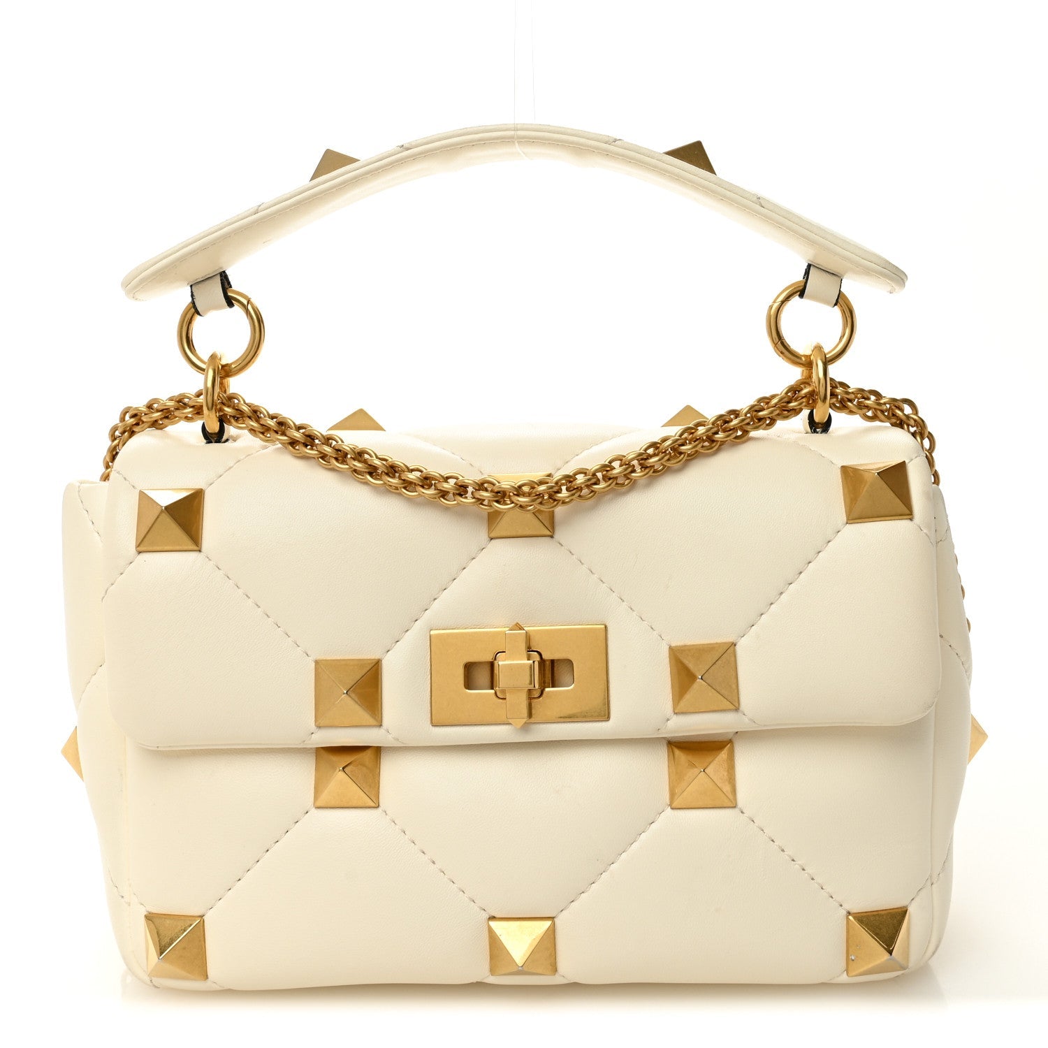 Nappa Large Roman Stud Shoulder Bag Ivory