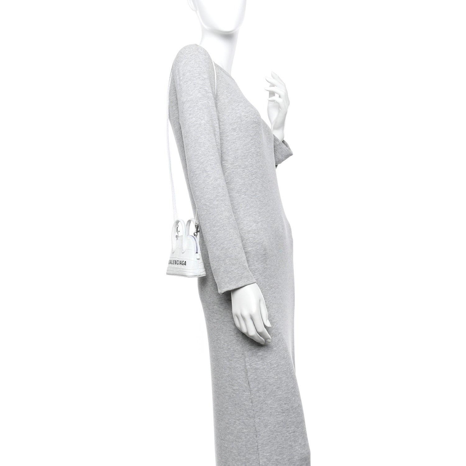 Calfskin Logo Crocodile Embossed Mini Ville Top Handle Bag White Black