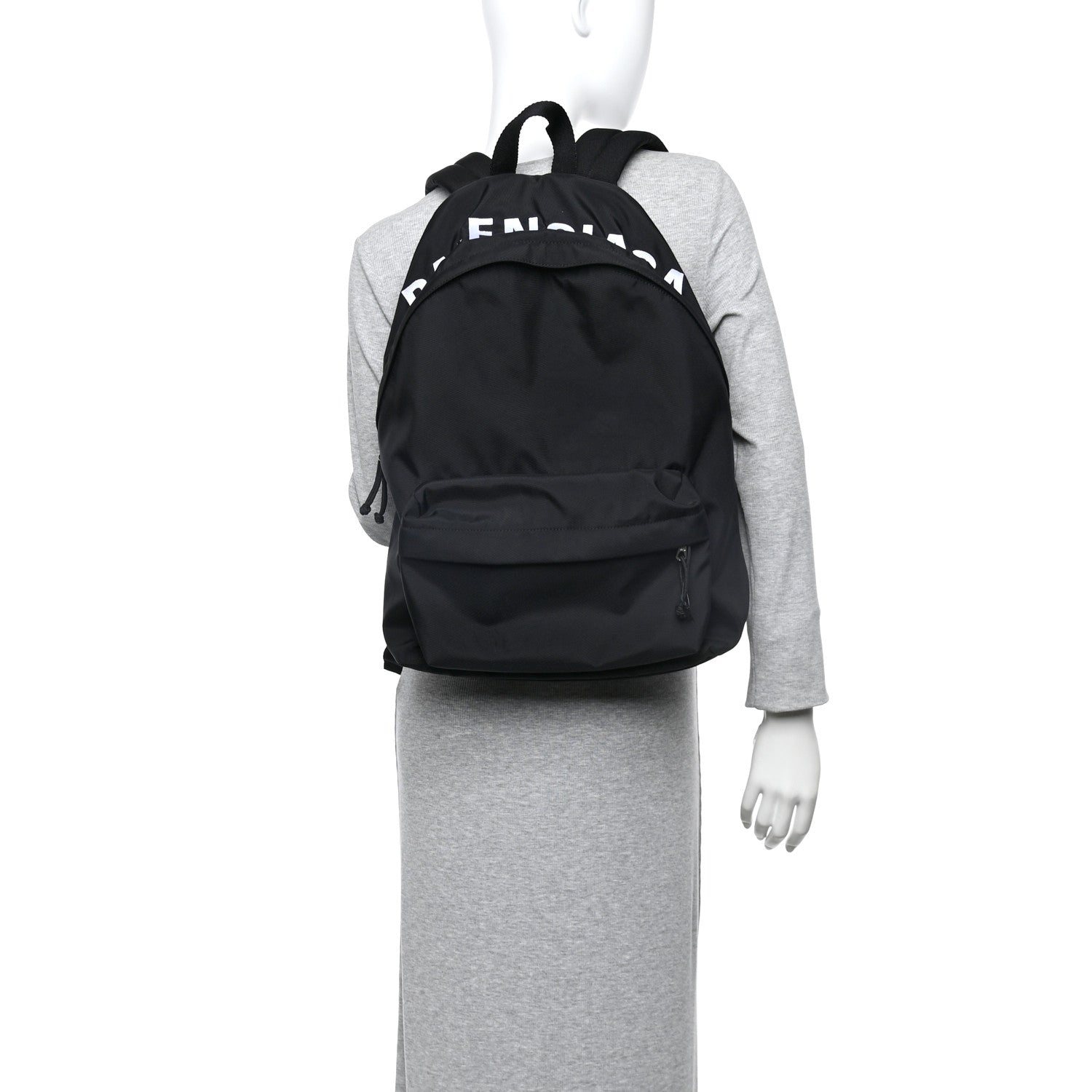 Sport Nylon Logo Embroidered Large Wheel Backpack Black