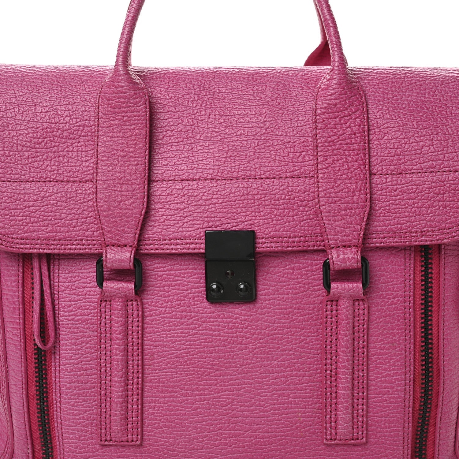 Textured Calfskin Large Pashli Satchel Bright Fuchsia