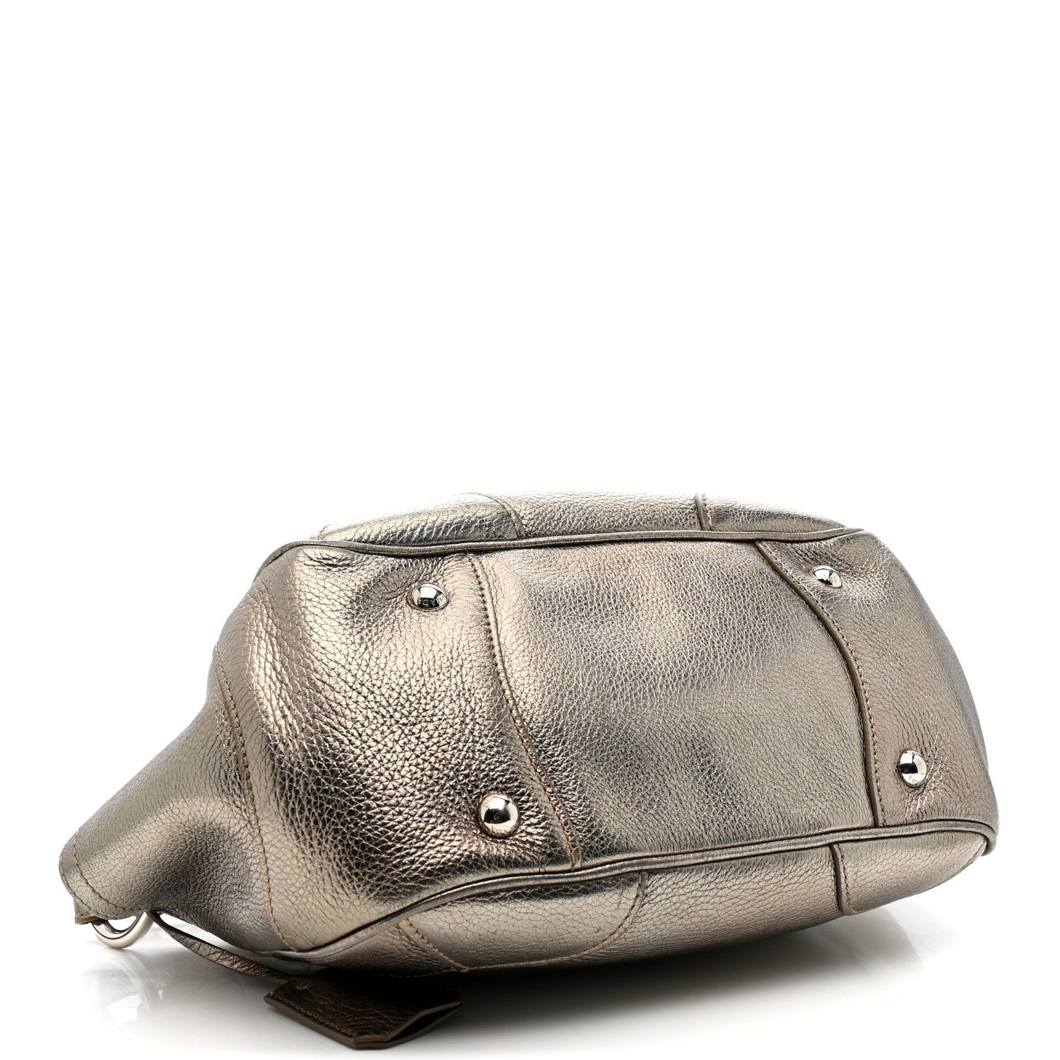 Metallic Vitello Daino Pushlock Shoulder Bag Peltro