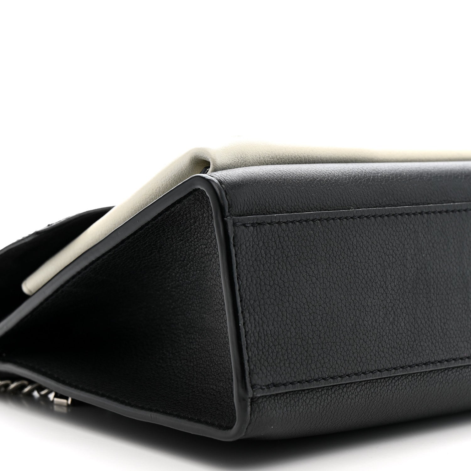 Soft Calfskin Embroidered My Lockme Chain Bag BB Black Snow White