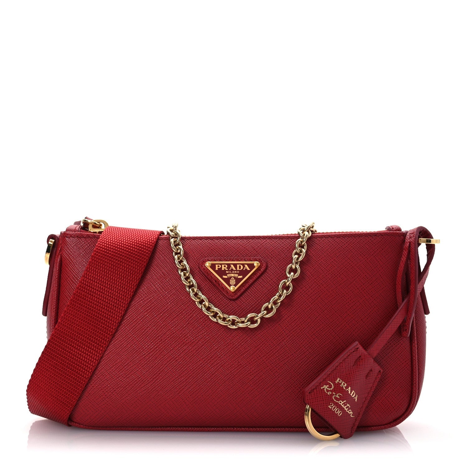 Saffiano Lux Re-Edition 2000 Shoulder Bag Fuoco