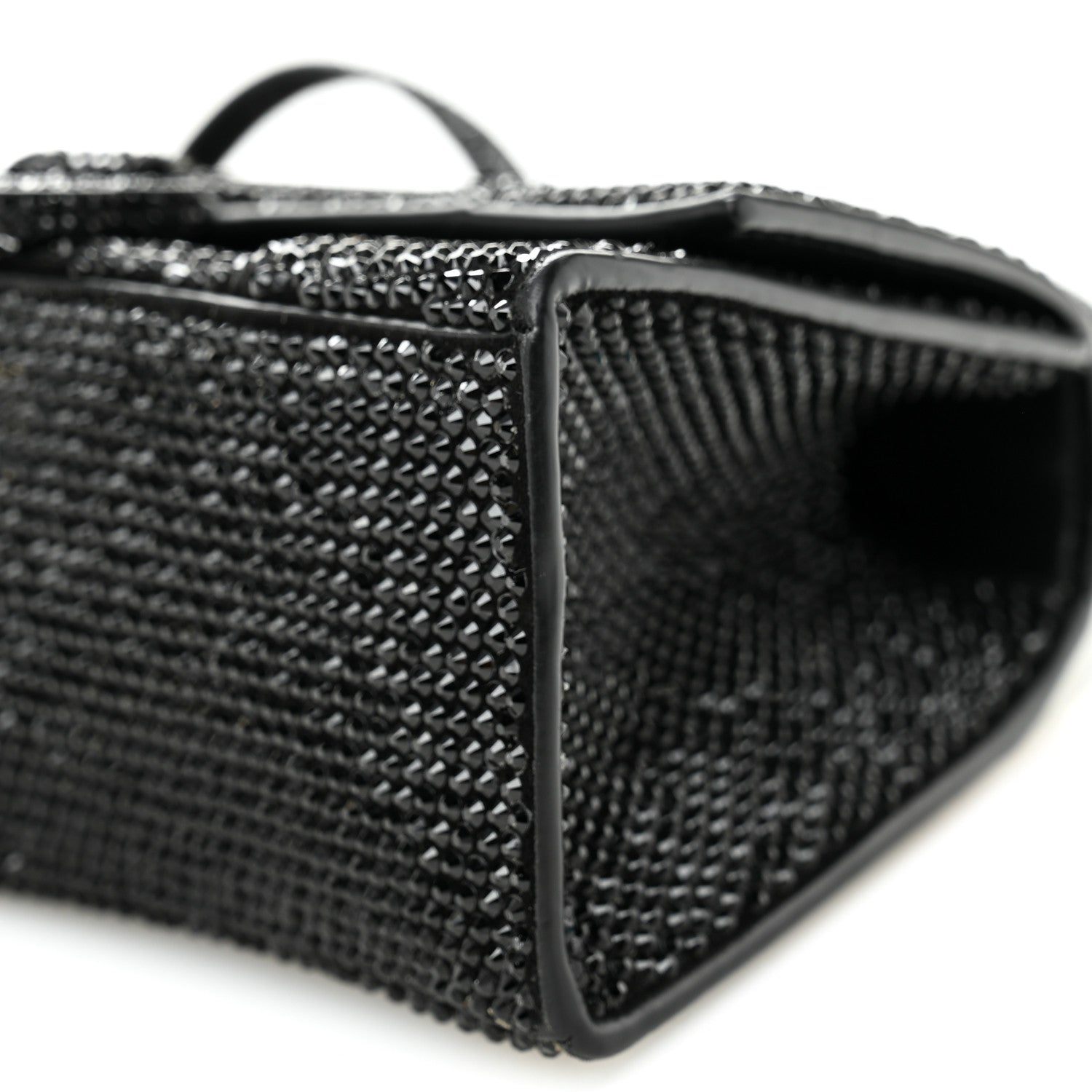 Strass Suede Hourglass Top Handle Bag XS Black Jet