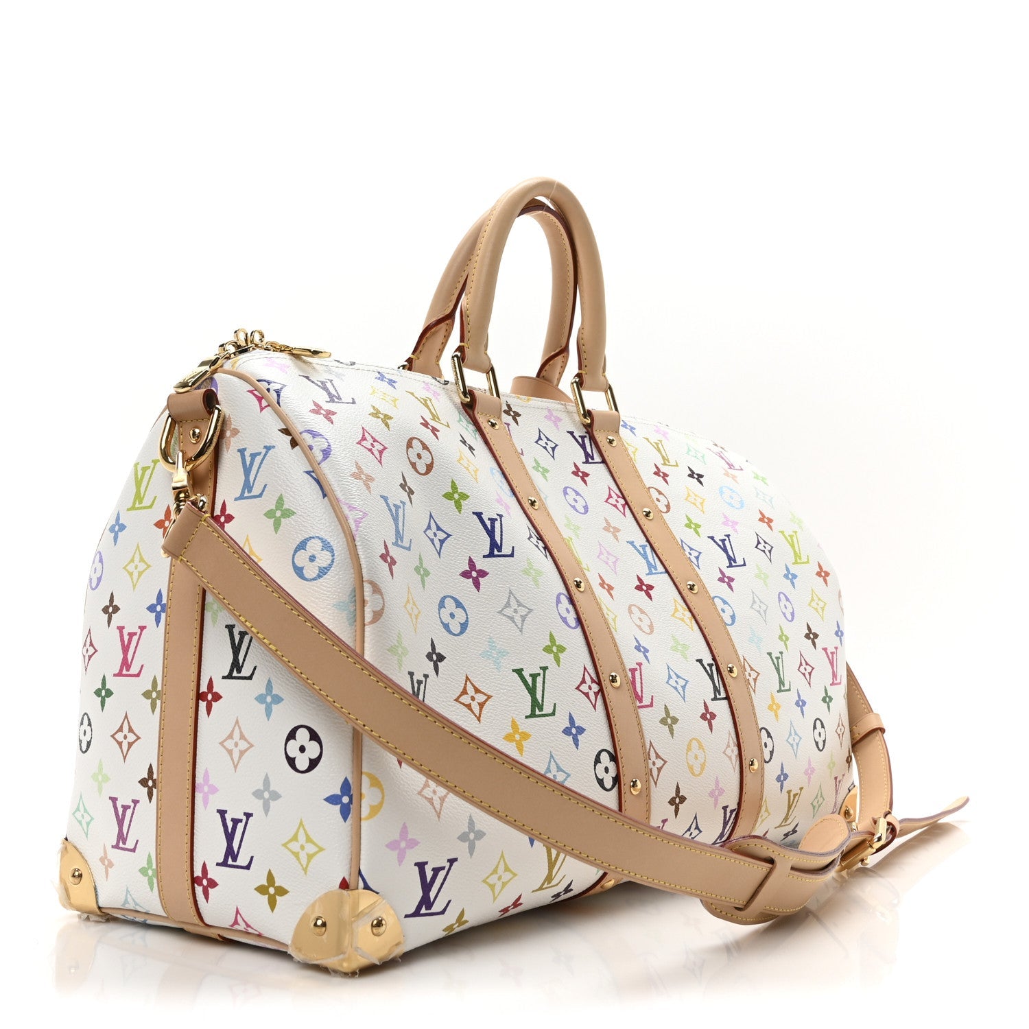 LV X TM Monogram Multicolor Keepall Bandouliere 45 White