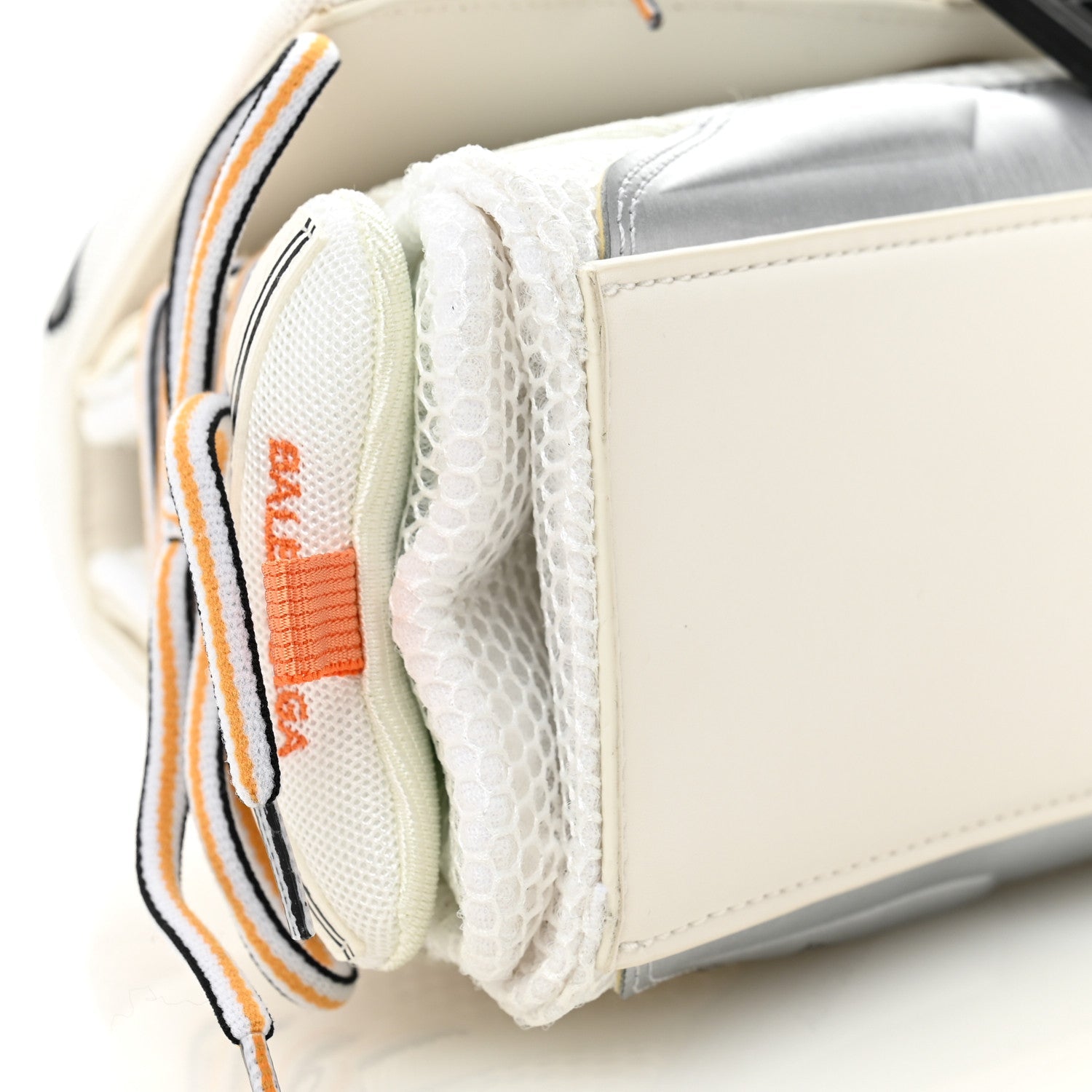 Faux Calfskin Fabric Glow In The Dark Small Sneakerhead Top Handle Bag White Orange