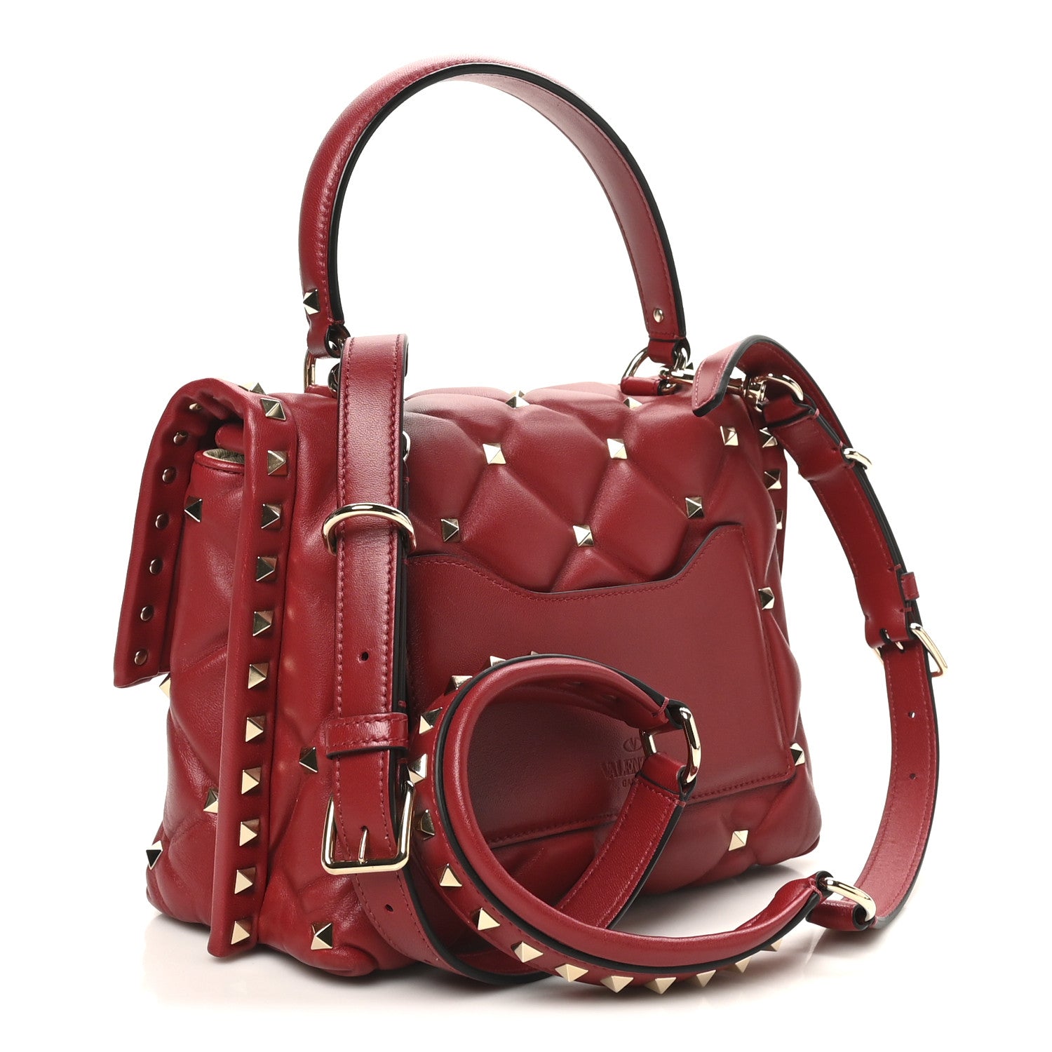 Nappa Medium Candystud Top Handle Bag Rosso Valentino