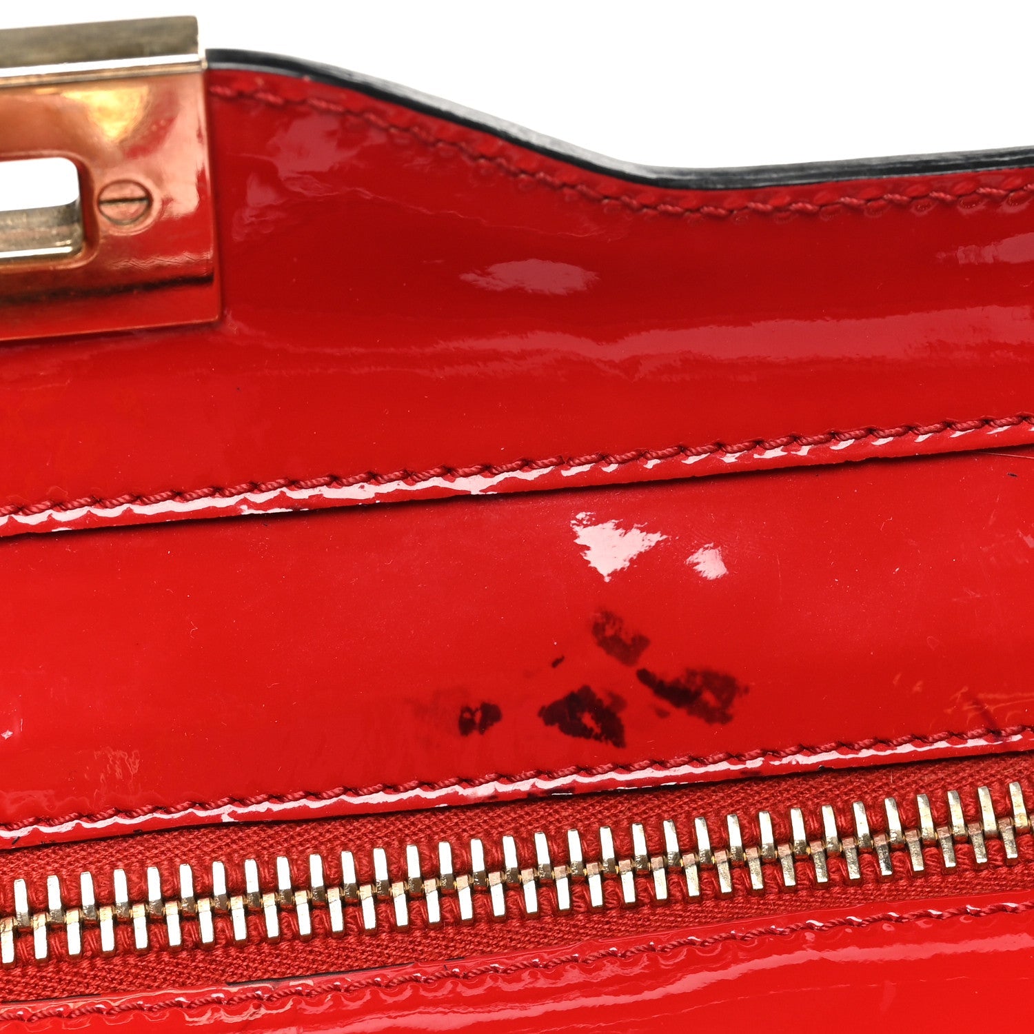 Patent Monochrome Rockstud Double Handle Tote Rosso Valentino