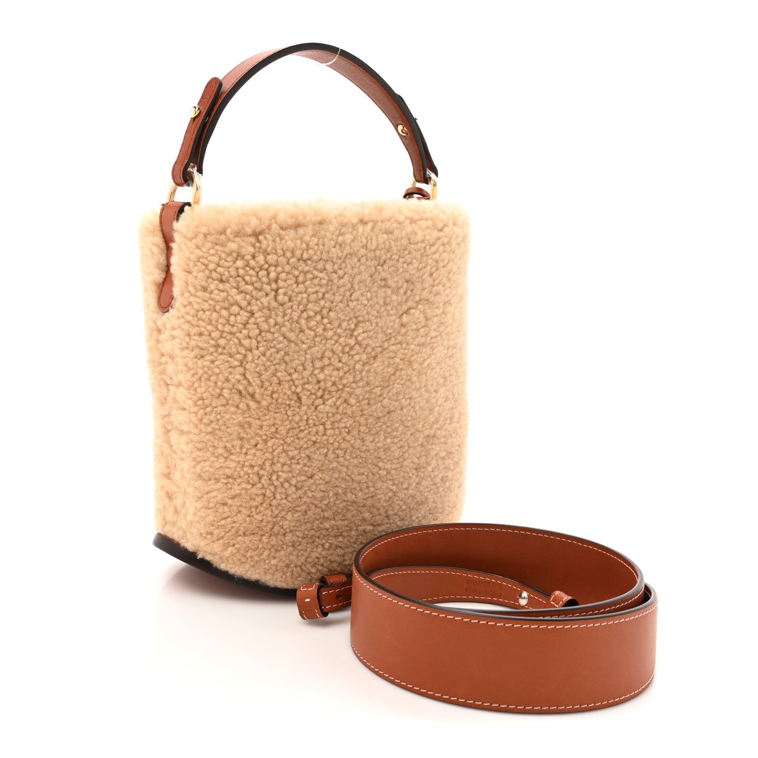 Teddy Calfskin Mini Pin Daily Surpique Bucket Natural