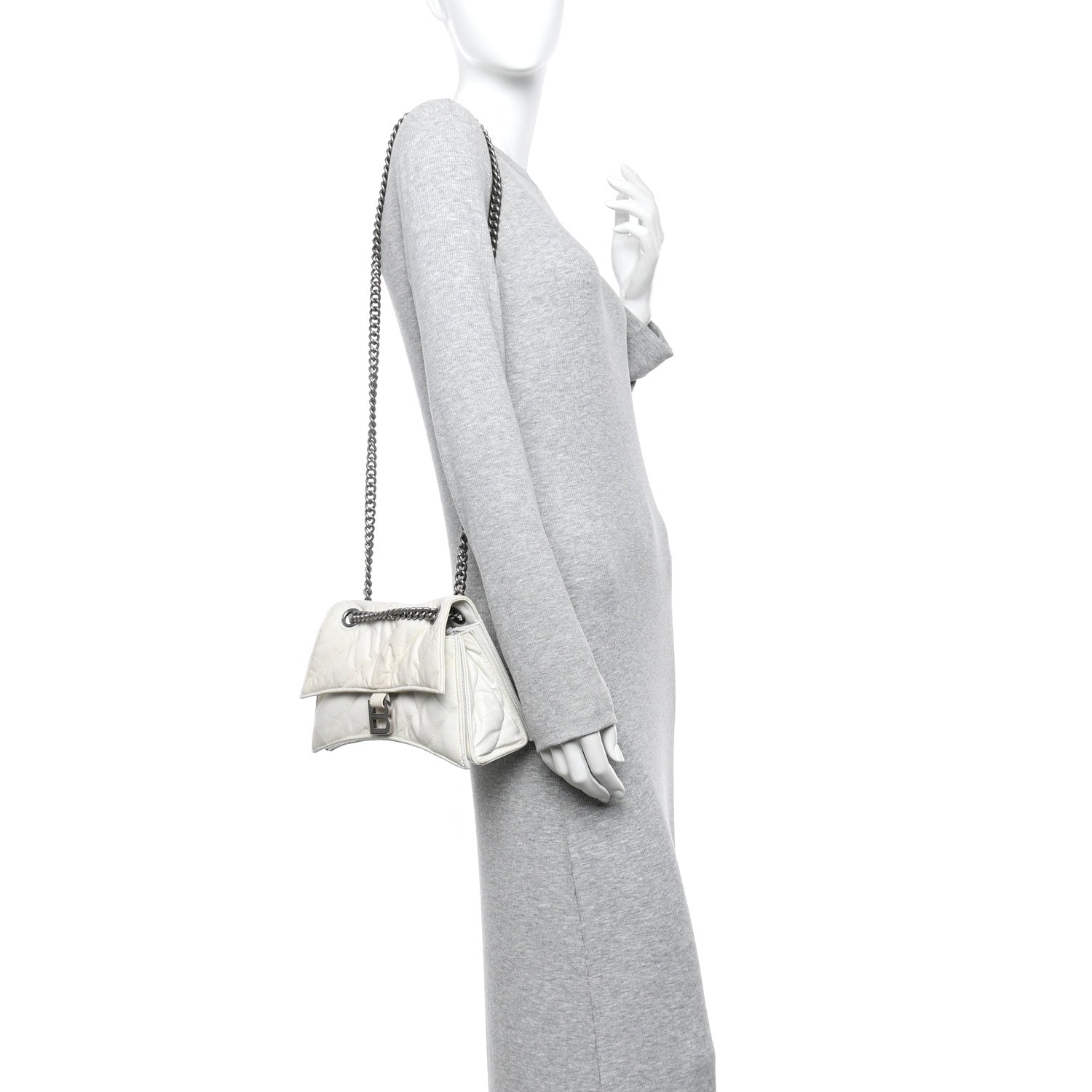 Crushed Calfskin Quilted Small Crush Chain Bag Optic White