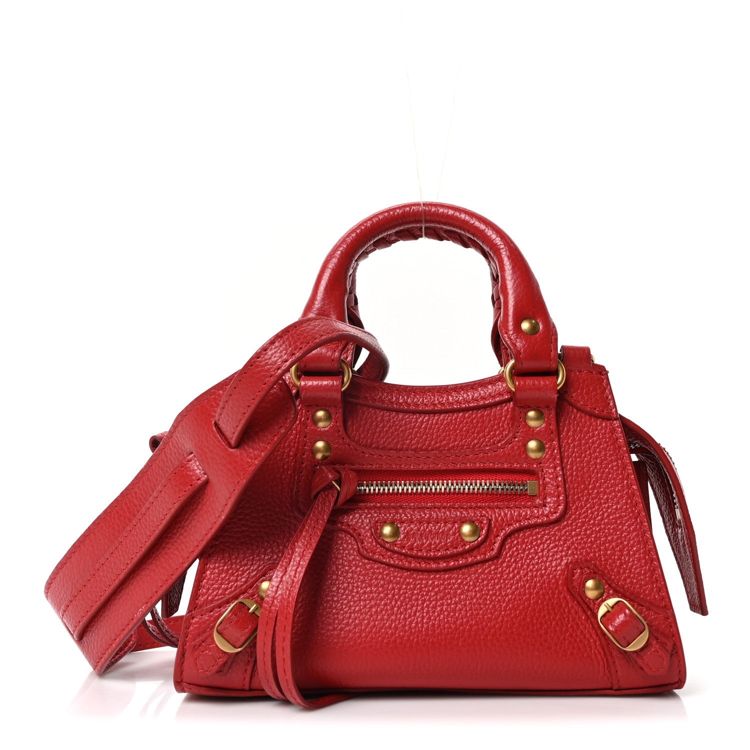 Grained Calfskin Neo Classic Brass Hardware Nano City Red